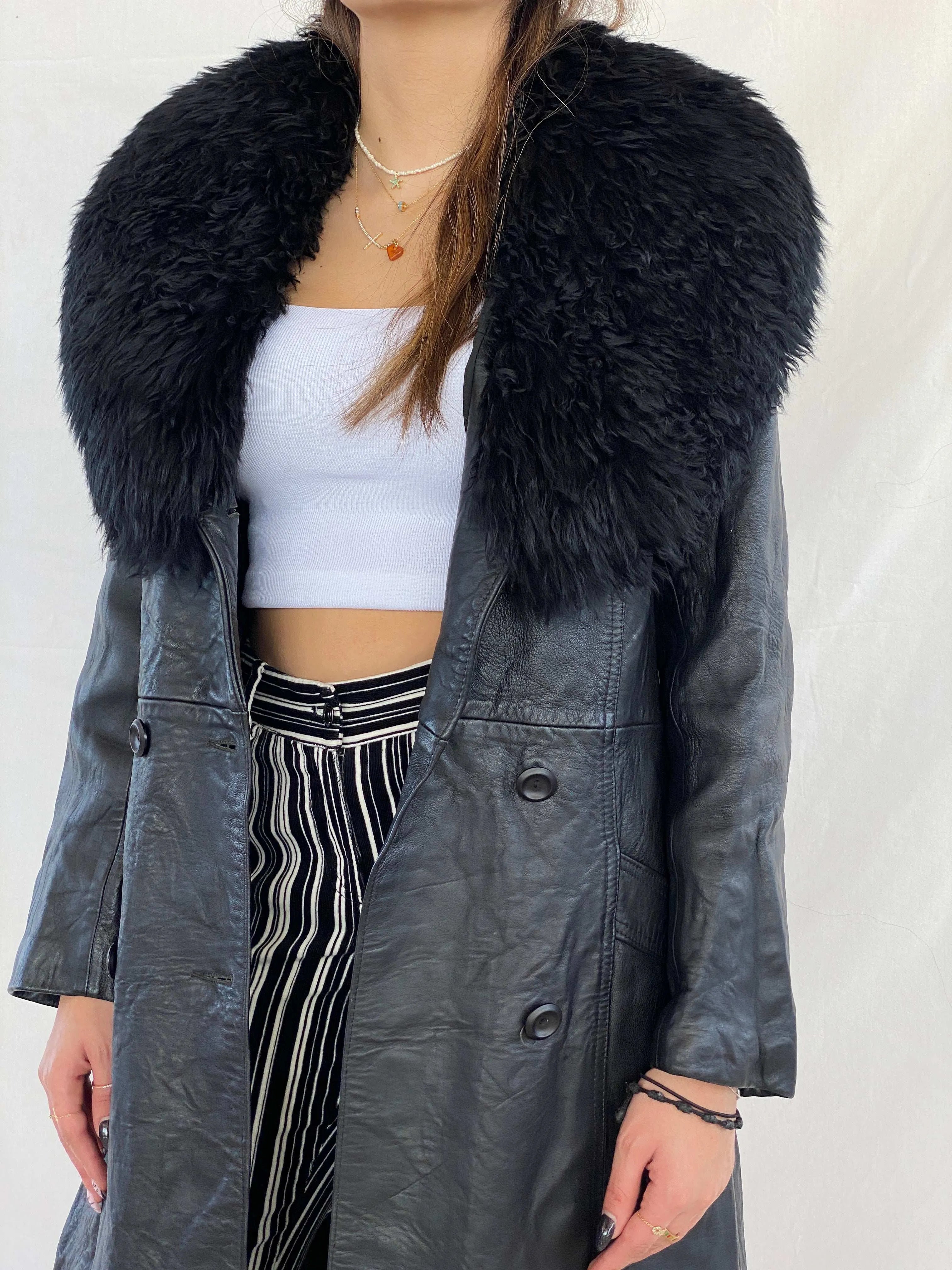 Vintage 90s Genuine Leather Coat - Balagan Vintage Leather Coat 80s, 90s, black leather, Deals, genuine leather, genuine leather coat, Juana