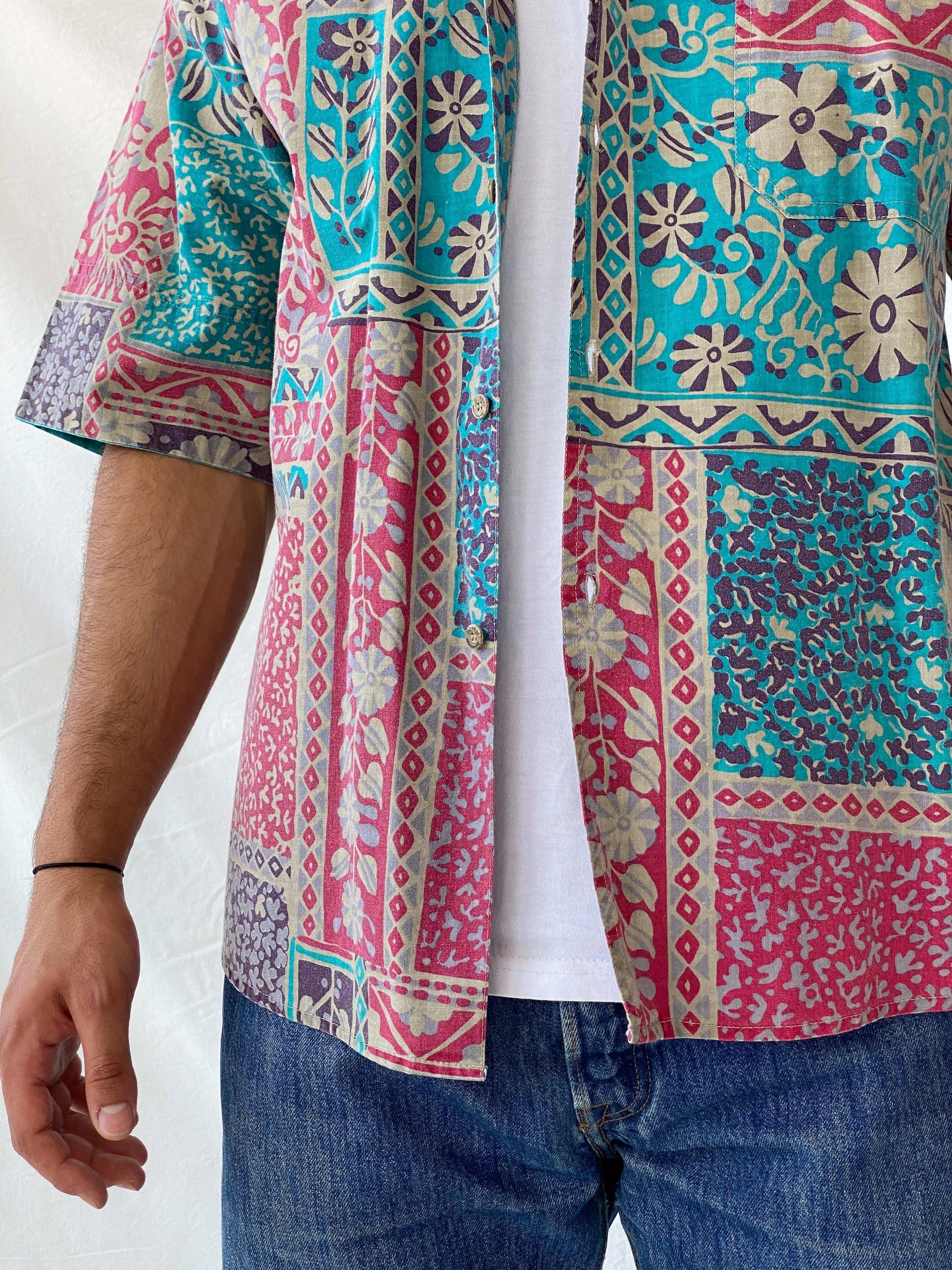Vintage 90s Gitano Button-Up Men‘s Printed Shirt - M - Balagan Vintage Half Sleeve Shirt 90s, half sleeve shirt, Hawaiian shirt, mens shirt, printed shirt, Ramez, summer