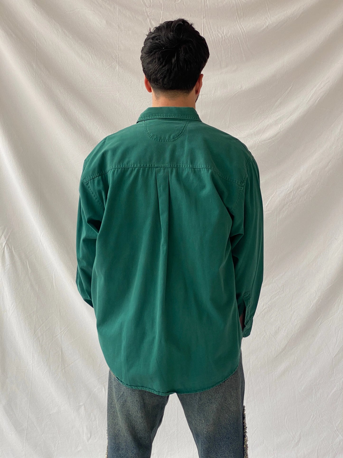 Vintage 90s Great Land Apparel Men’s Green Cotton Long Sleeve Shirt - XL - Balagan Vintage Full Sleeve Shirt cotton shirt, cowboy, full sleeve shirt, Hamza, handmade, mens shirt, shirt