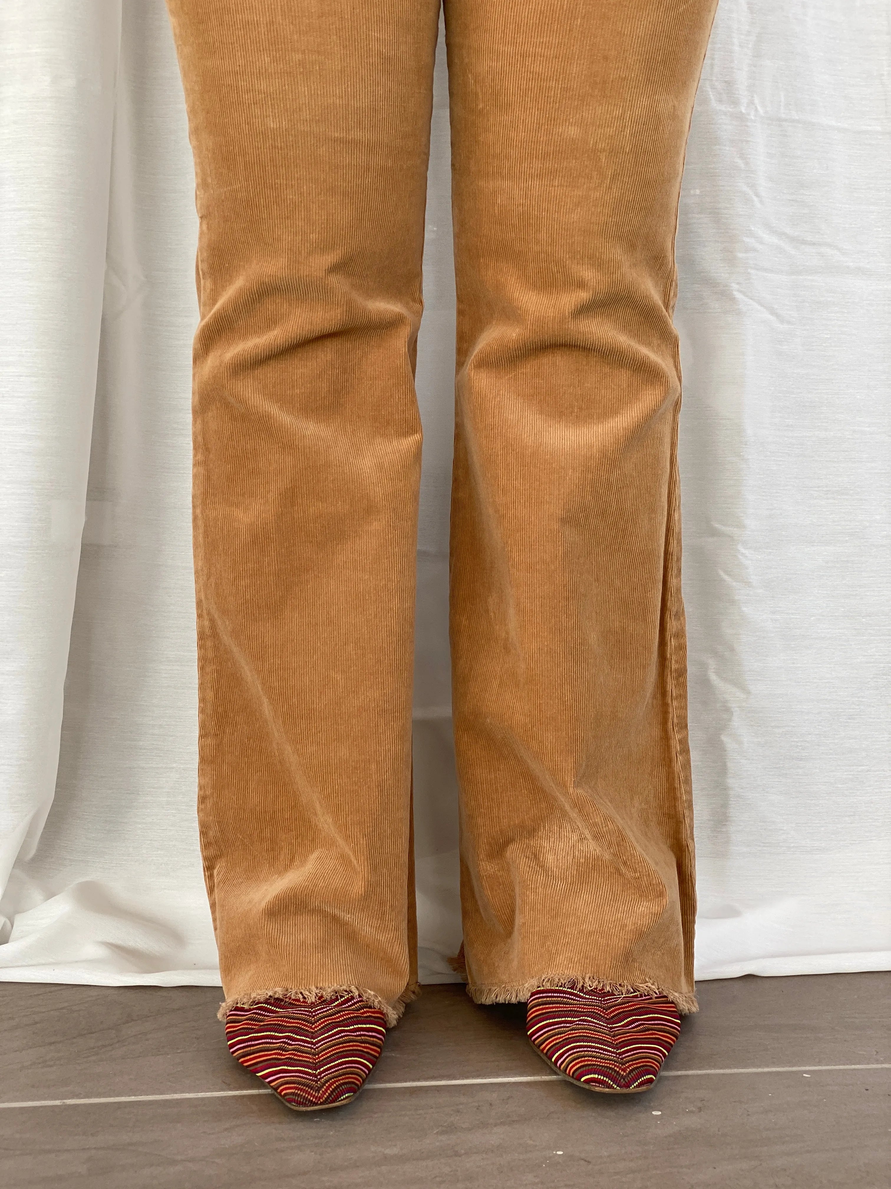 Vintage 90s Guess Jeans Stretch Brown Corduroy Mid Rise Flare Pants - L - Balagan Vintage Corduroy Pants corduroy, corduroy pants, Dina, guess, guess jeans