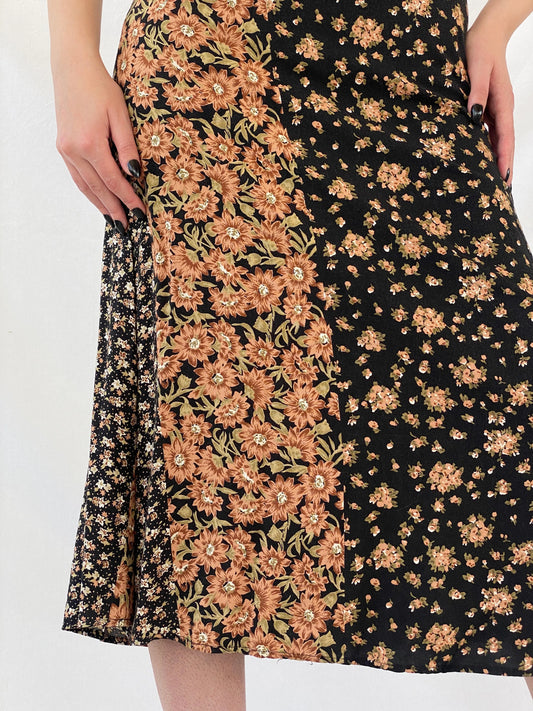 Vintage 90s High Maintenance Black Floral Spaghetti Strap Maxi Dress - M - Balagan Vintage Midi Dress Ayah, dress, floral, floral dress, maxi dress, mesh, shimmer