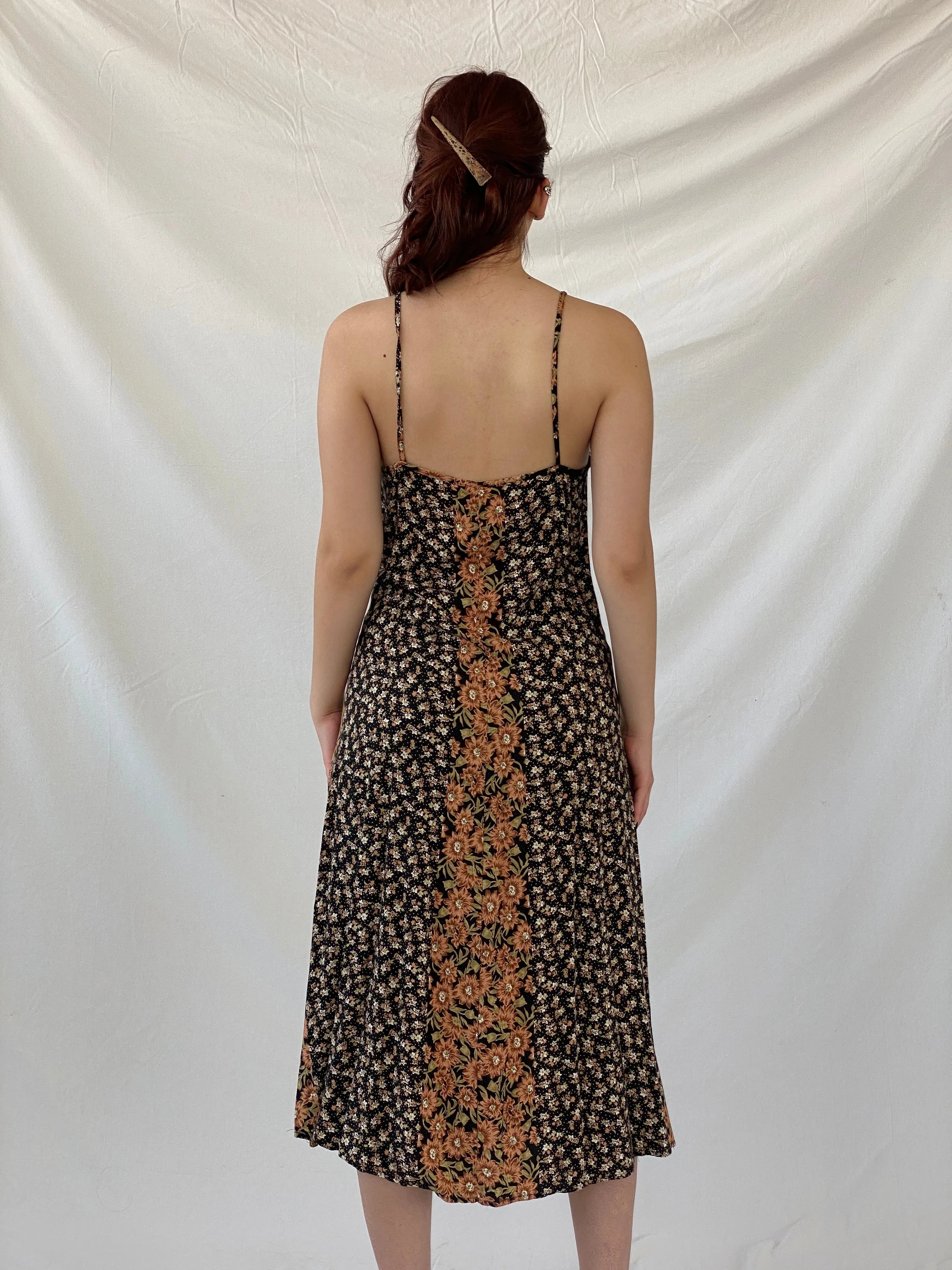 Vintage 90s High Maintenance Black Floral Spaghetti Strap Maxi Dress - M - Balagan Vintage Midi Dress Ayah, dress, floral, floral dress, maxi dress, mesh, shimmer