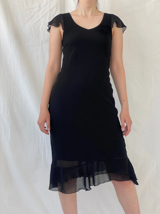 Vintage 90s Invait Romantic Black Sleeveless Midi Dress - S - Balagan Vintage Midi Dress 90s, Ayah, black dress, dress, midi dress, vintage dress, Wedding Guest