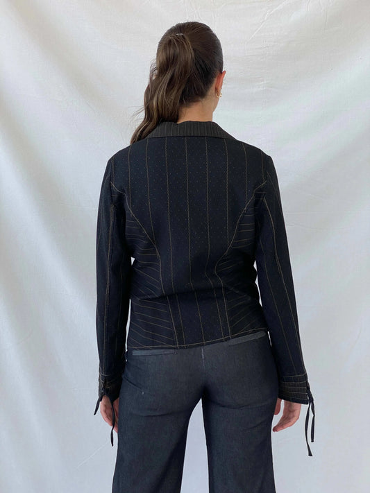 Vintage 90s Jacqueline Riu Whimsy Black Structured Light Jacket - M - Balagan Vintage Blazer 00s, blazer, full sleeve blazer, Mira