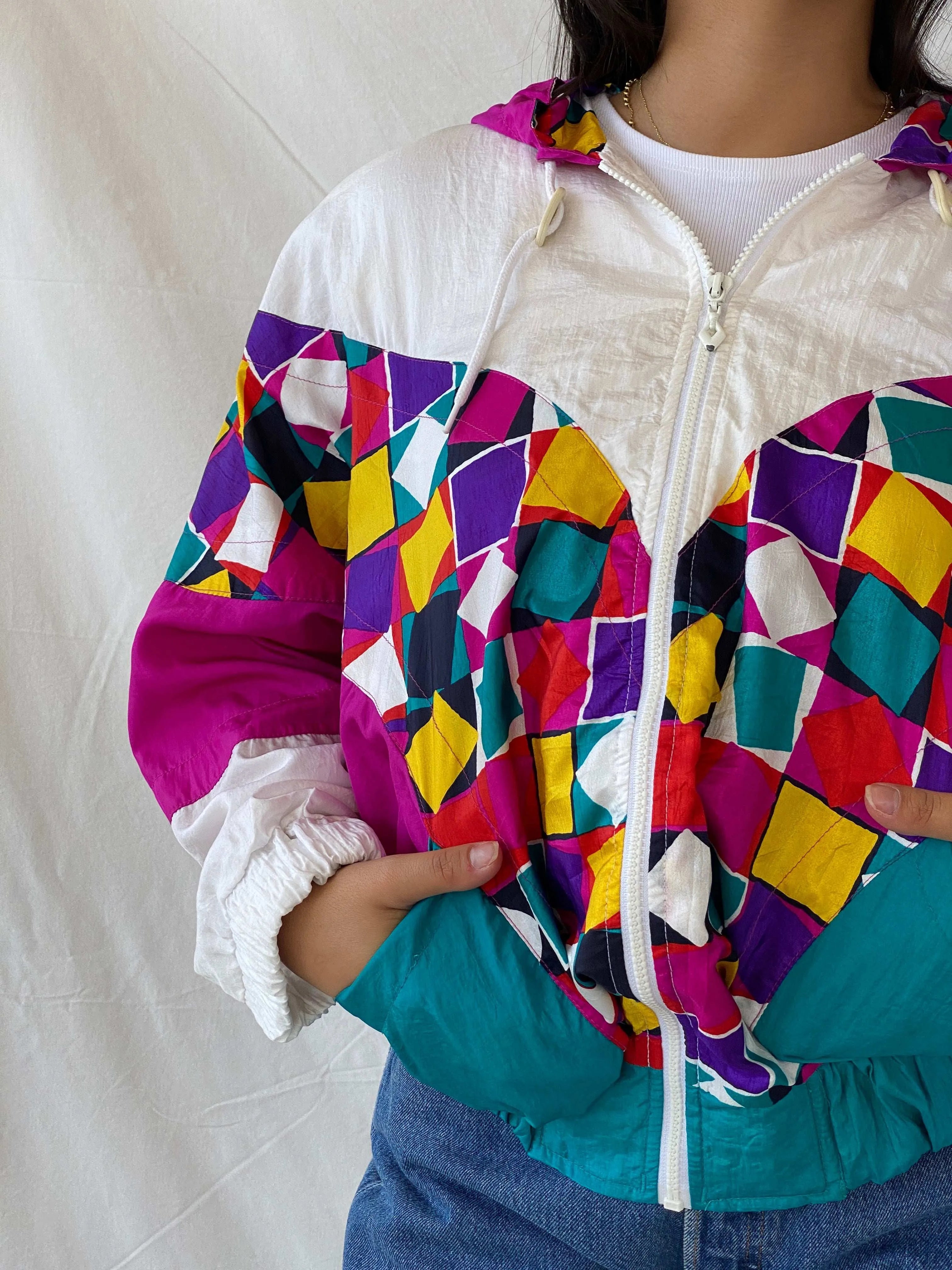 Vintage 90s Lavon Multicolored Windbreaker Jacket - S - Balagan Vintage Windbreaker Jacket 80s, 90s, Lana, vintage windbreaker, windbreaker, windbreaker jacket, winter