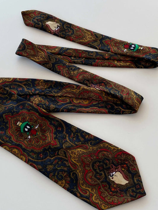 Vintage 90s Looney Tunes Mania Graphic Tie - Balagan Vintage Ties 90s, print, printed tie, tie, ties, vintage, vintage tie