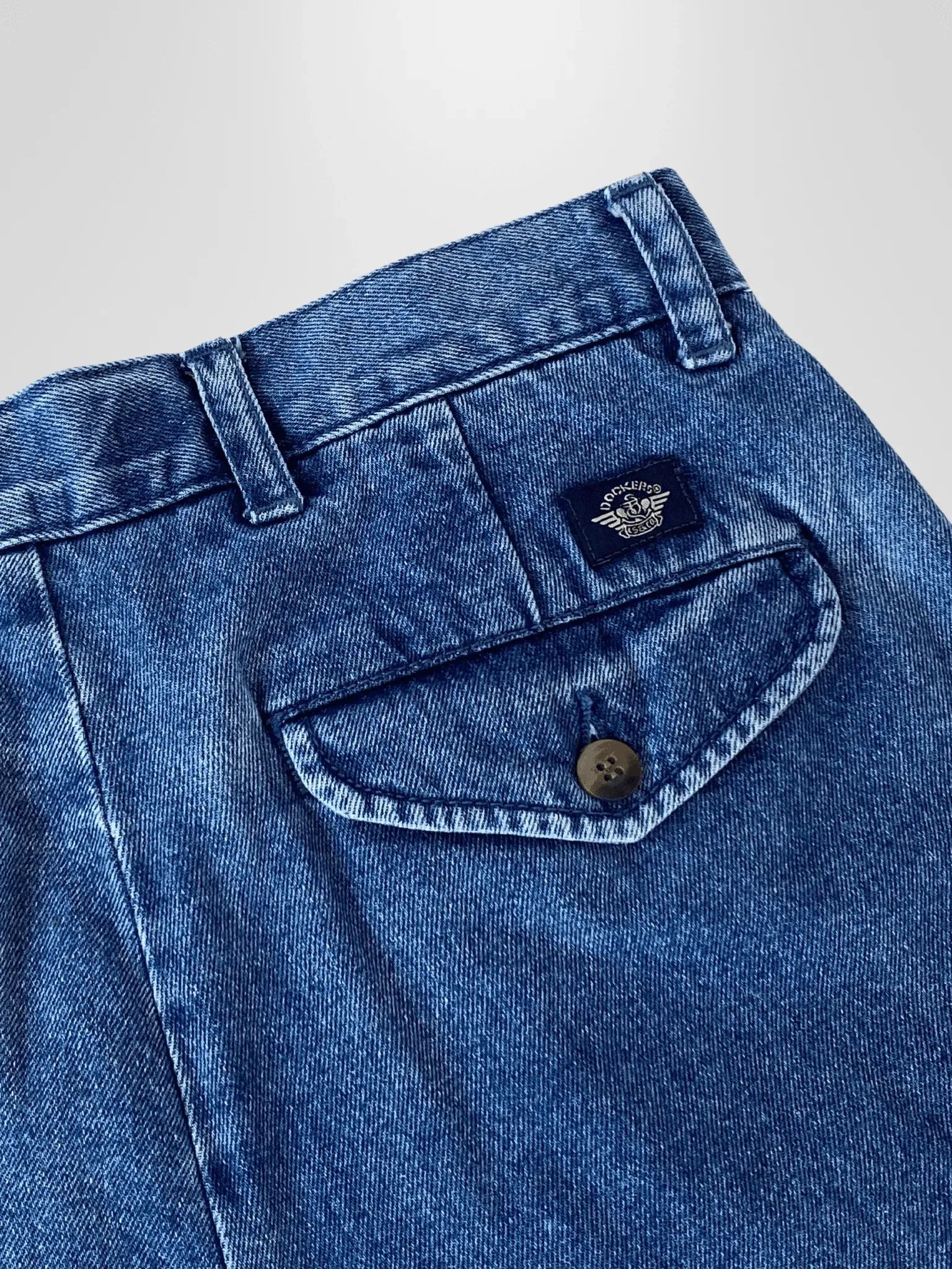 Vintage 90s Men’s Dockers Blue Denim Shorts - 30 - Balagan Vintage Shorts 90s, denim, jeans, shorts