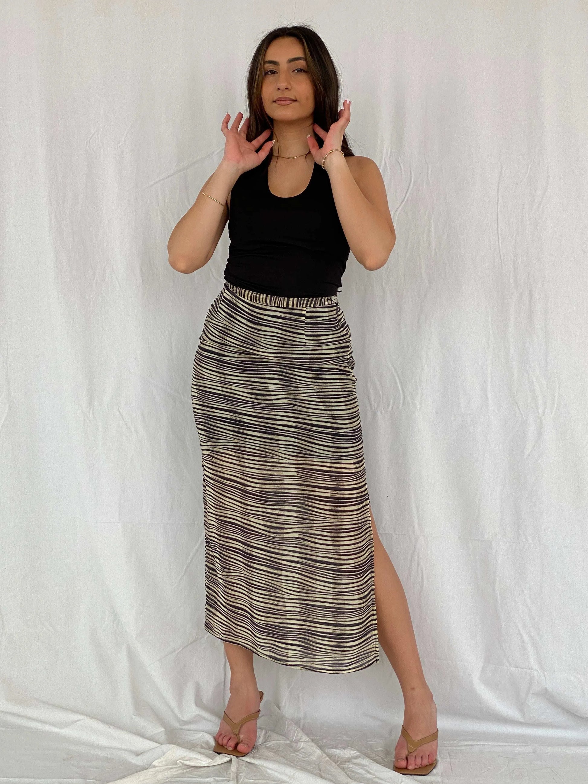 Vintage 90s OMBRALUCE Zebra Print Maxi Sheer Skirt - Size M - Balagan Vintage Maxi Skirt 00s, midi skirt, Rama, women skirt