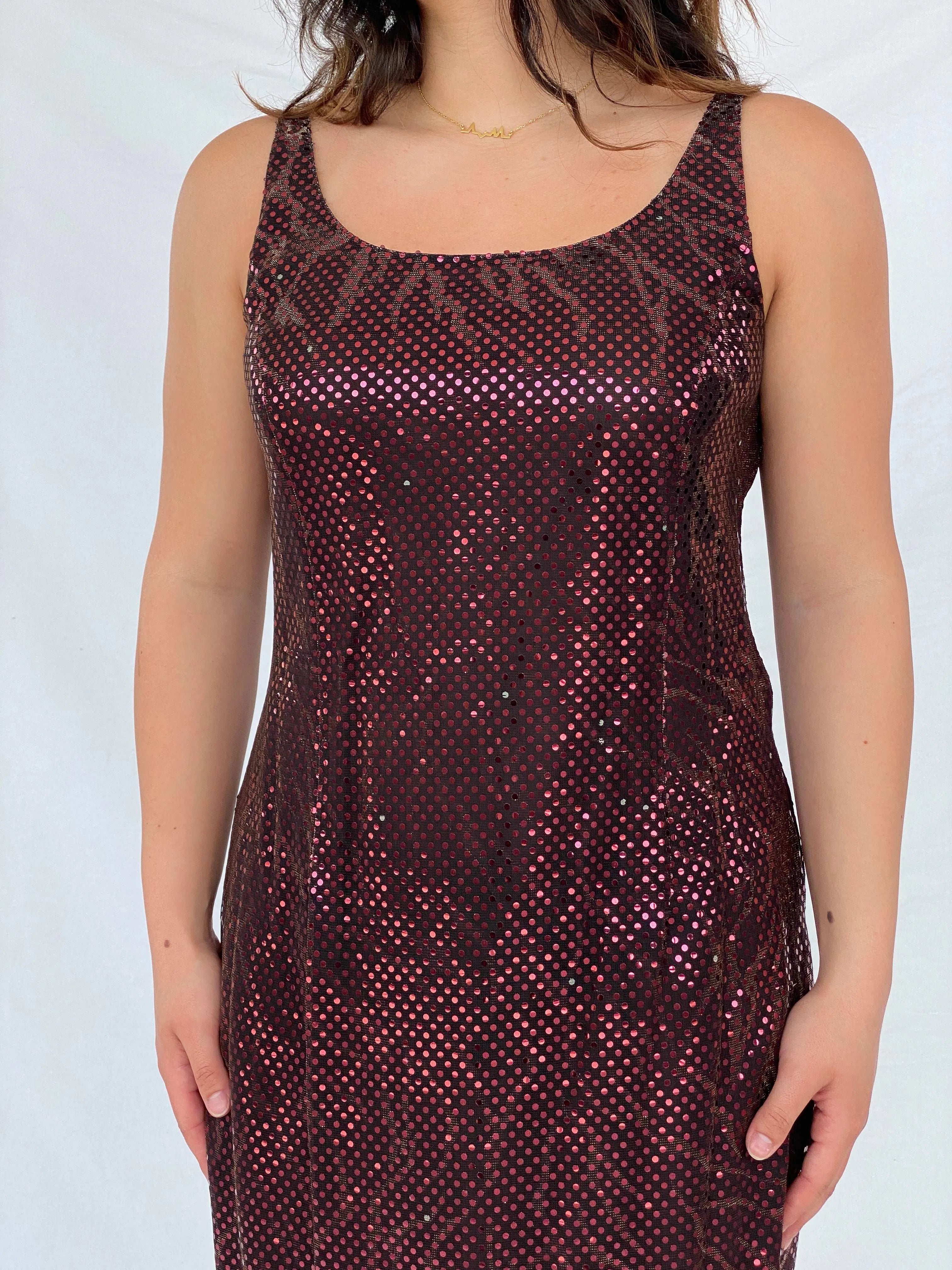 Vintage 90s Sequined Mesh Party Dress Set - Size L - Balagan Vintage Midi Dress 90s, 90s dress, dress, Lana, vintage dress