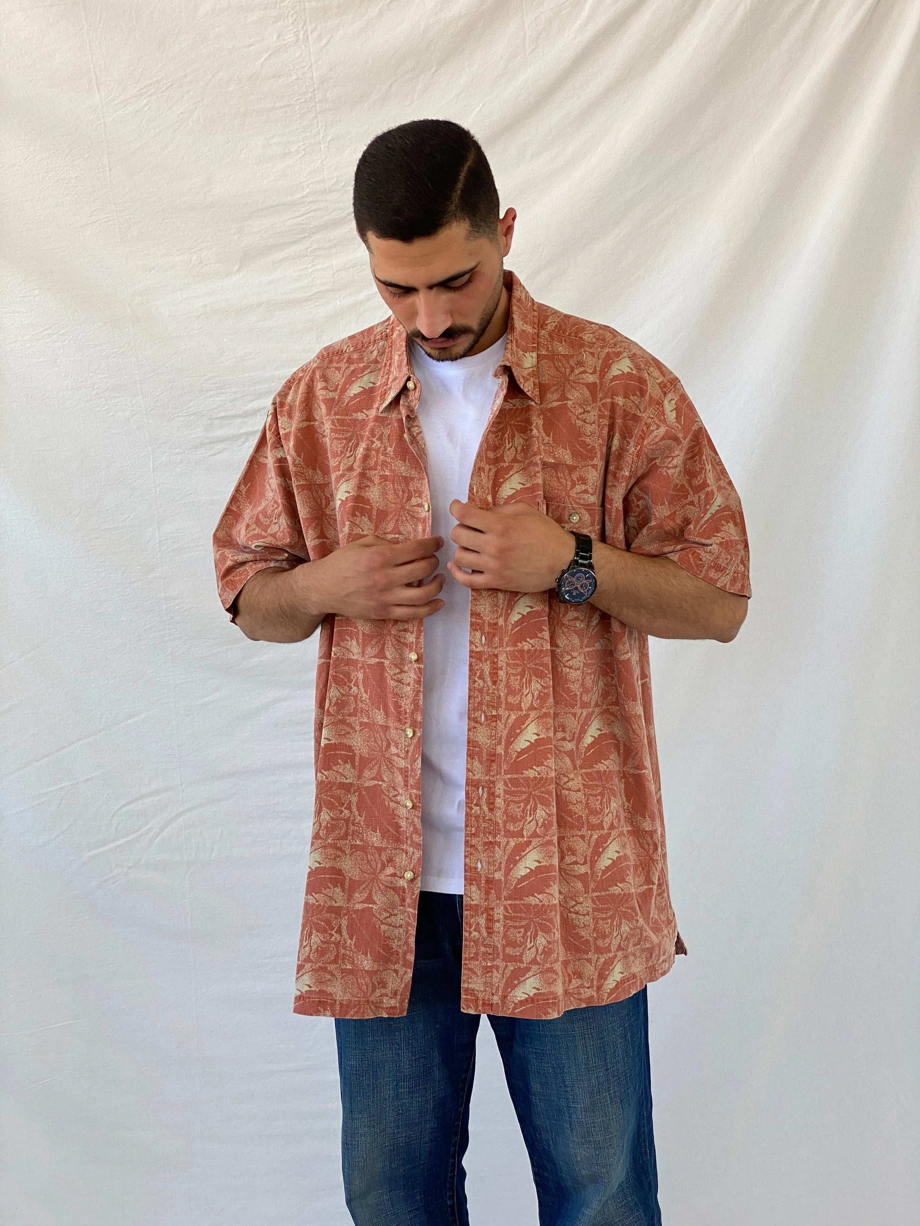 Vintage 90s St. Johns Bay Hawaiian Cotton Men’s Button-Up Shirt - 2XL - Balagan Vintage Half Sleeve Shirt 90s, half sleeve shirt, Hawaiian shirt, mens shirt, printed shirt, Ramez, summer
