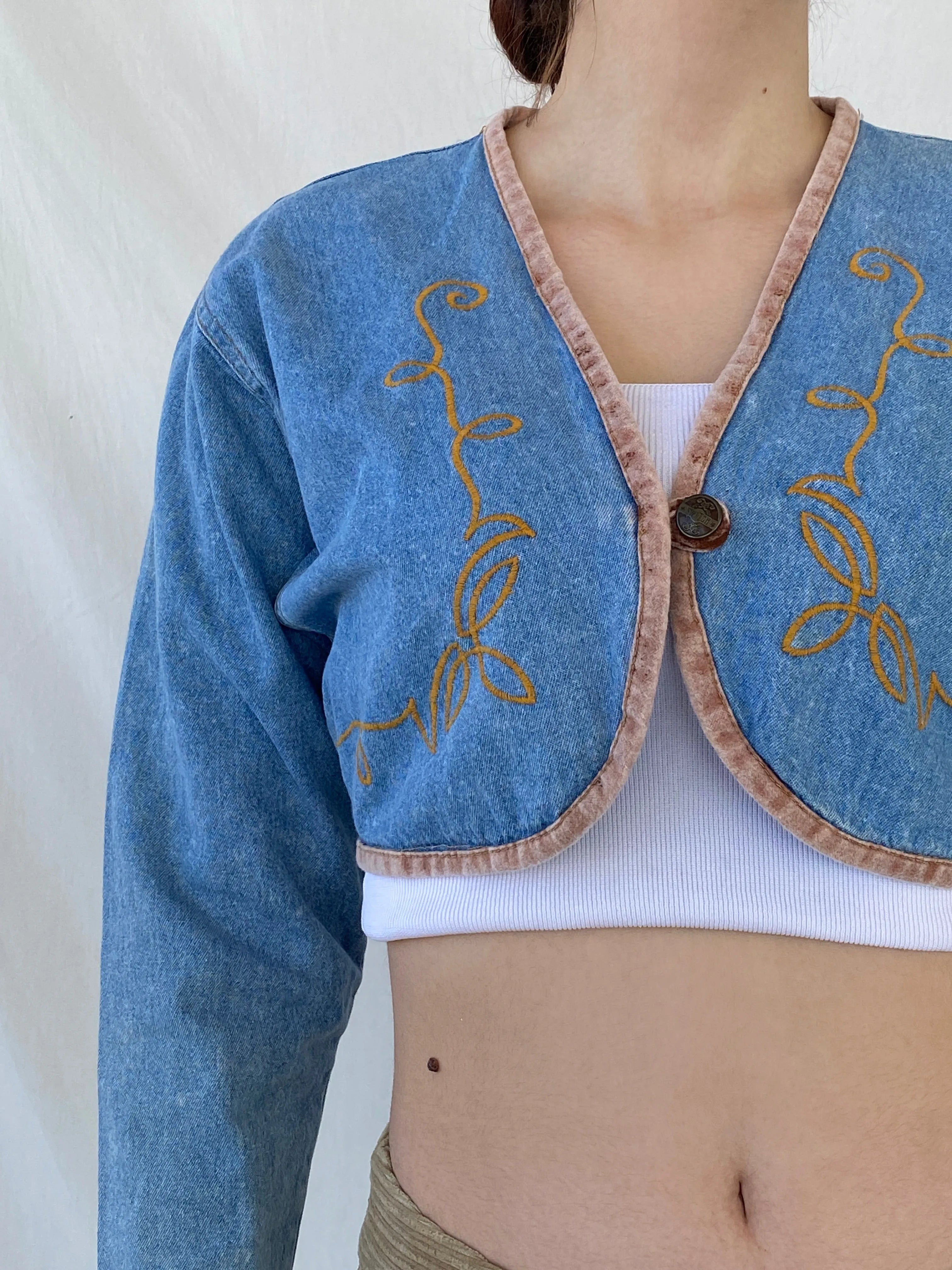 Vintage 90s Switch U.S.A Cropped Denim Jacket - S - Balagan Vintage Denim Jacket Ayah, Coats&Jackets, denim, denim jacket, denim top, Women's Denim Jackets