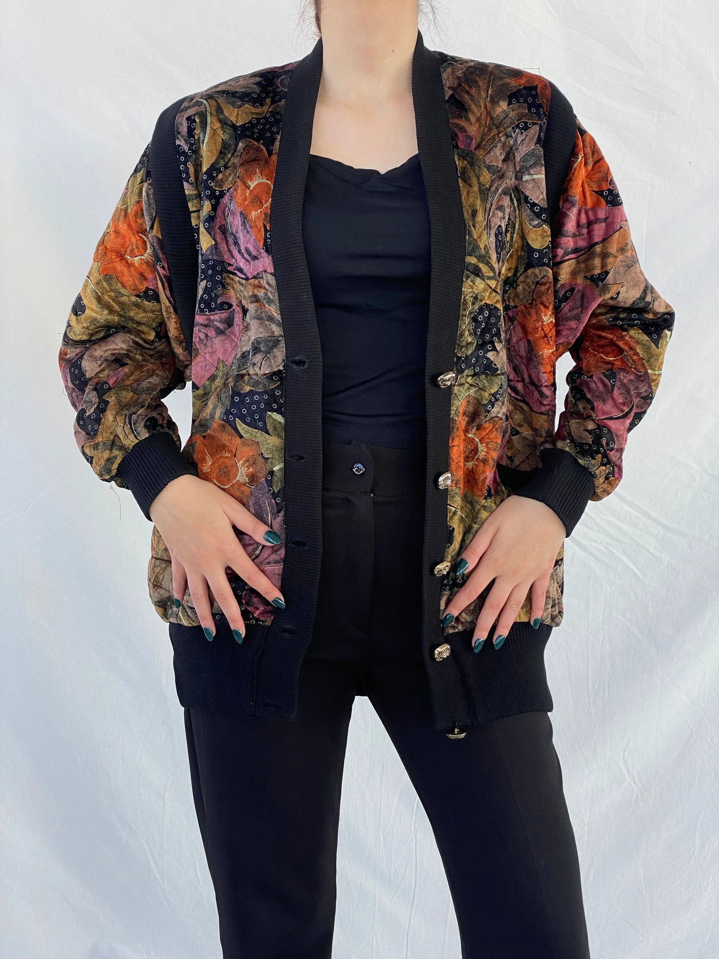 Vintage 90s Velvet Floral Tapestry Bomber Jacket - L - Balagan Vintage Jacket 00s, Ayah, coat, jacket, velvet, winter