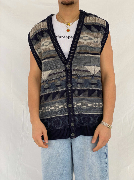 Vintage 90s Woolworths Knitted Navy Sweater Vest - Size XL - Balagan Vintage Vest 90s, Abdullah, knitted vest, mens vest, vest, winter, wool vest