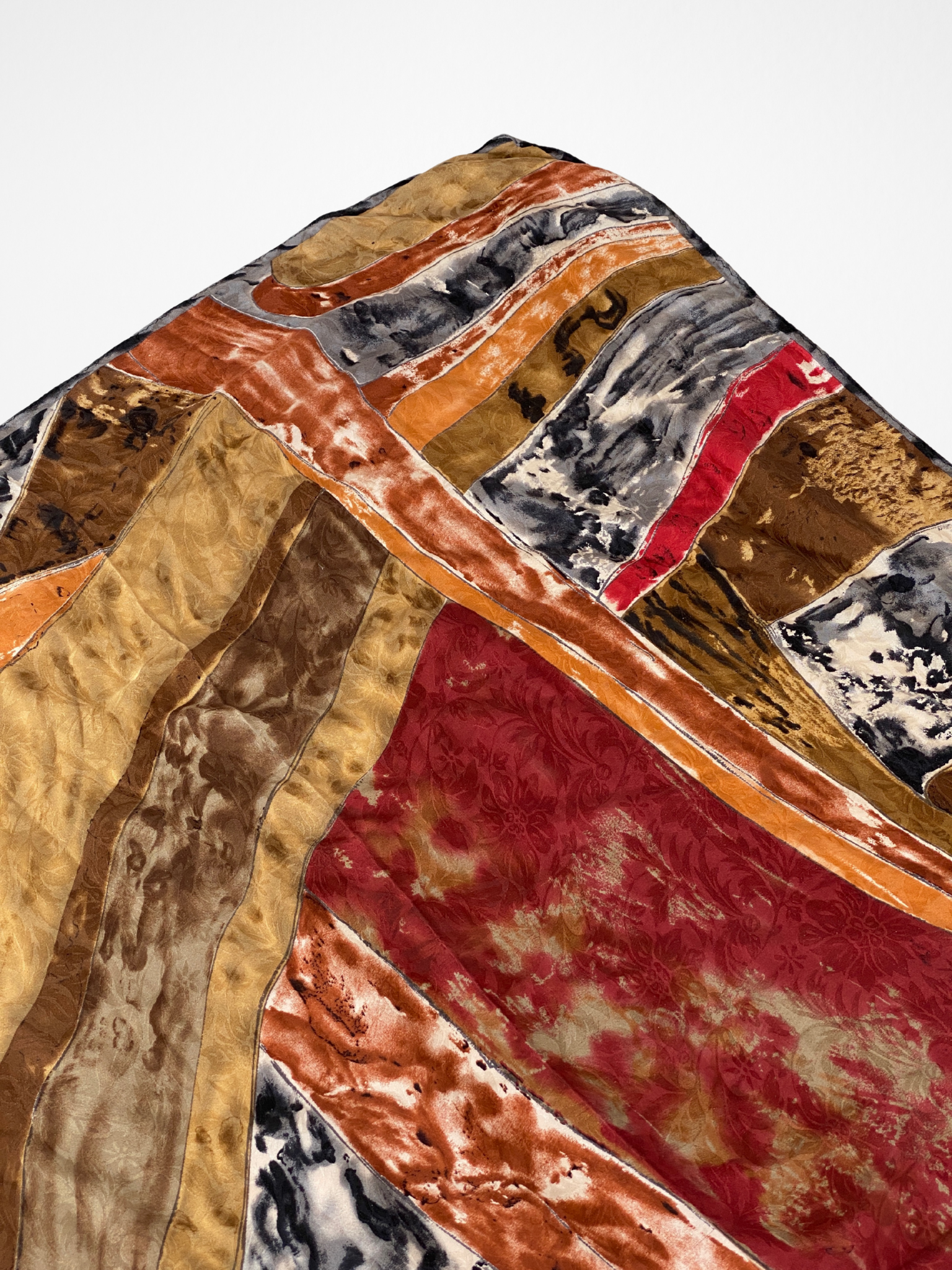 Vintage Abstract Painting Silk Floral Textured Square Scarf - Balagan Vintage Scarf 00s, multicolored, scarf, summer