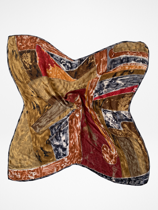 Vintage Abstract Painting Silk Floral Textured Square Scarf - Balagan Vintage Scarf 00s, multicolored, scarf, summer