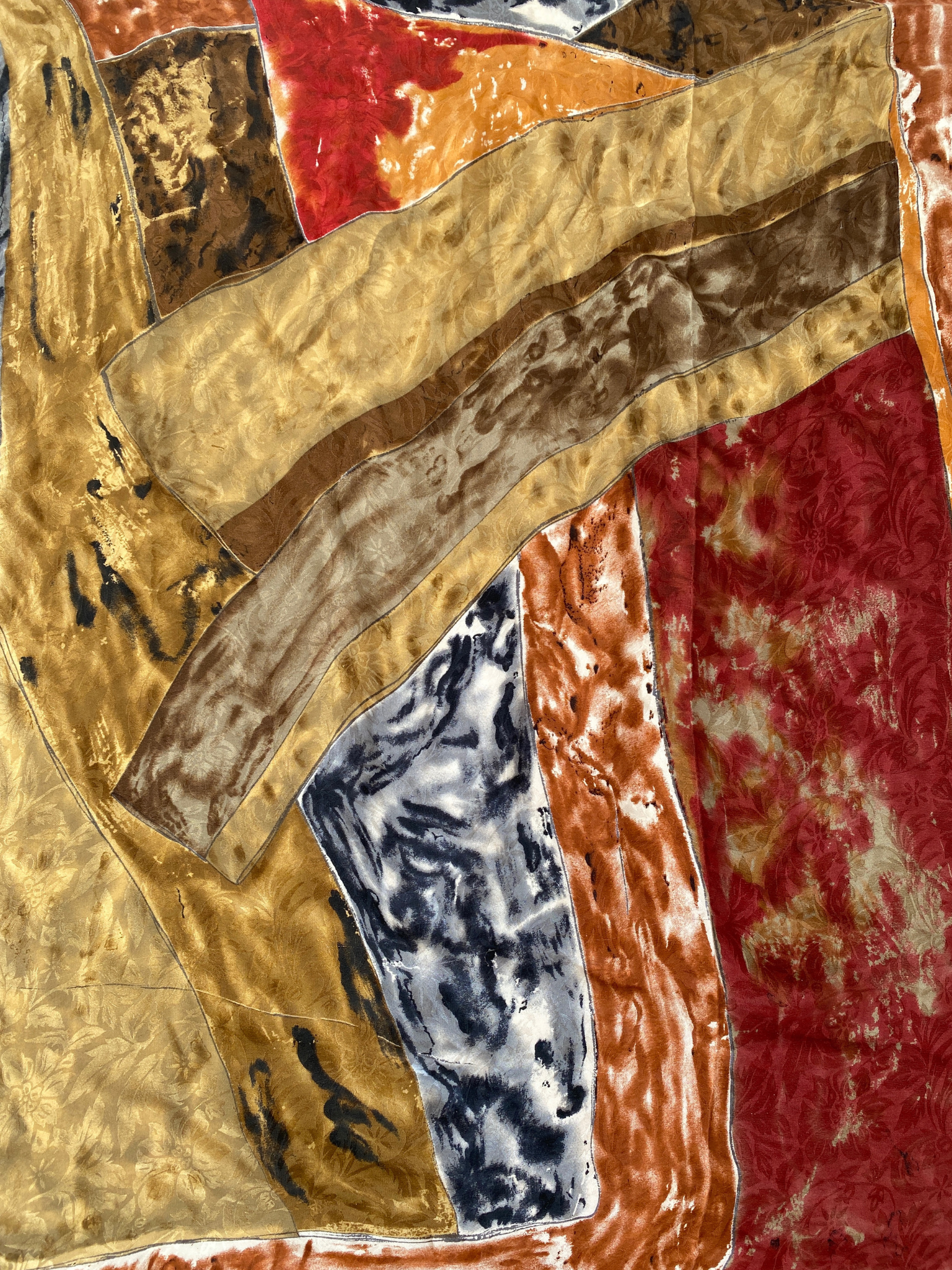 Vintage Abstract Painting Silk Floral Textured Square Scarf - Balagan Vintage Scarf 00s, multicolored, scarf, summer