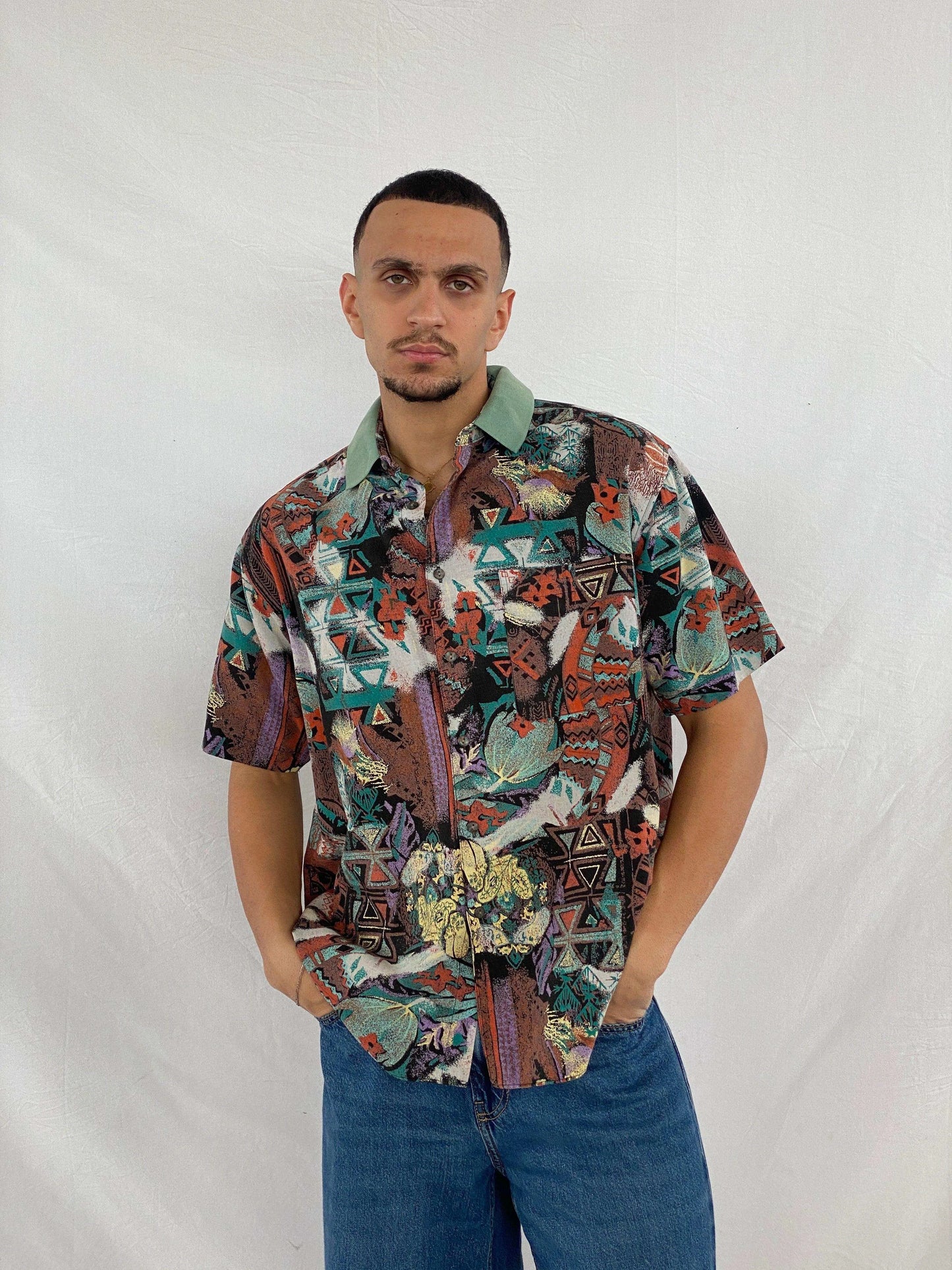 Vintage Angelo Litrico Half-Sleeve Shirt - Balagan Vintage Half Sleeve Shirt 90s, Abdullah, half sleeve shirt