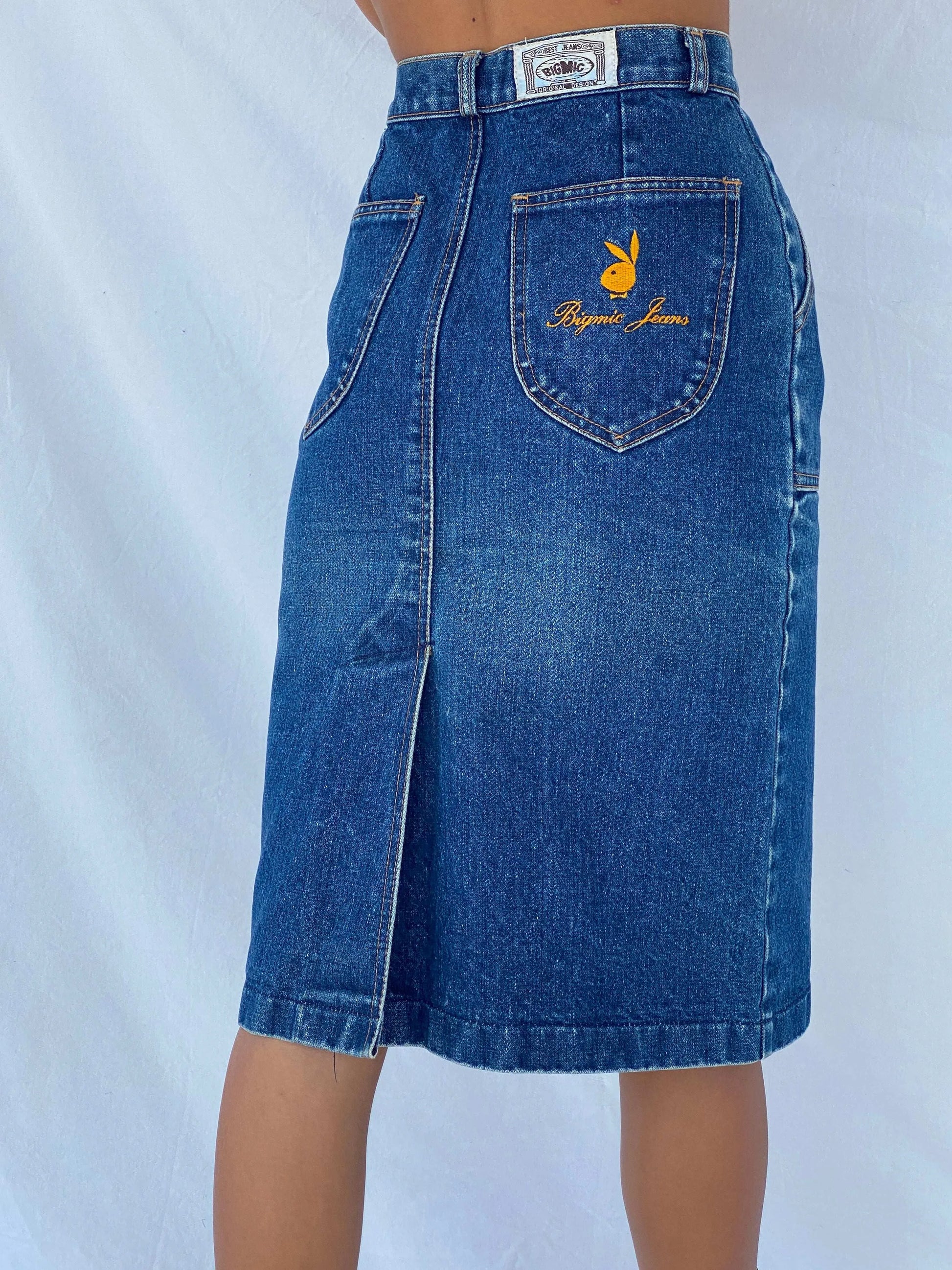 Vintage BIGMIC Jeans Midi Denim Pencil Skirt - Balagan Vintage Midi Skirt 00s, Deals, denim, denim skirt, midi skirt, Tojan