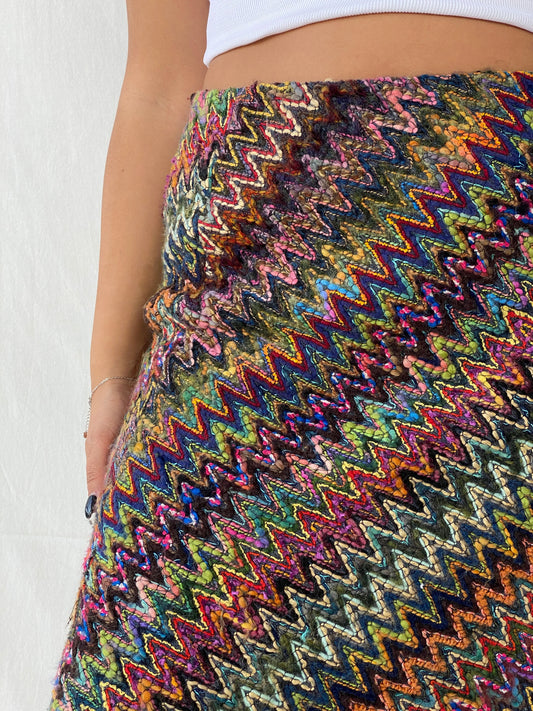 Vintage BLUMA Tweed ZigZag Multicolored Midi Skirt - M - Balagan Vintage Midi Skirt Dina, midi skirt, skirt