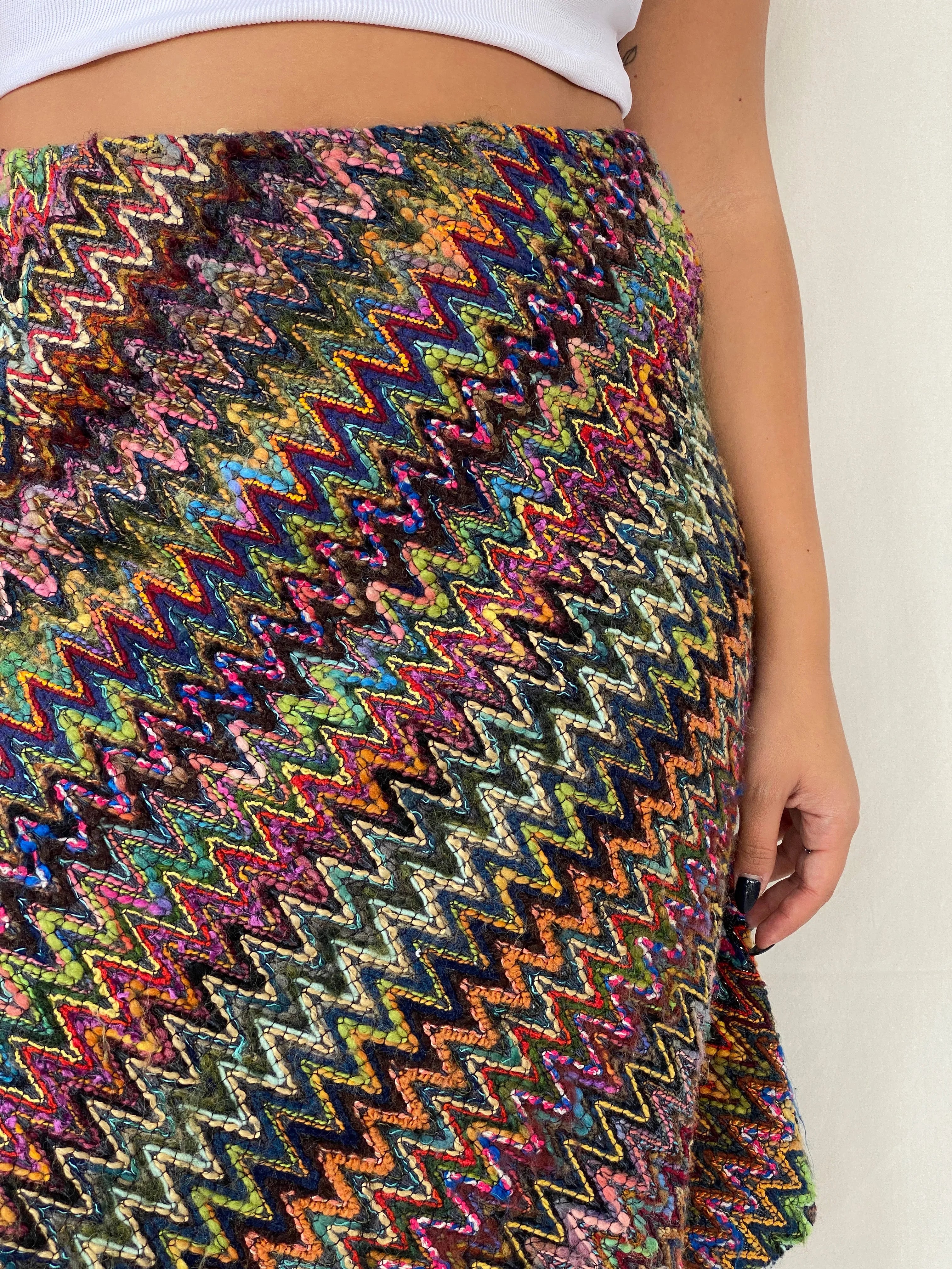 Vintage BLUMA Tweed ZigZag Multicolored Midi Skirt - M - Balagan Vintage Midi Skirt Dina, midi skirt, skirt