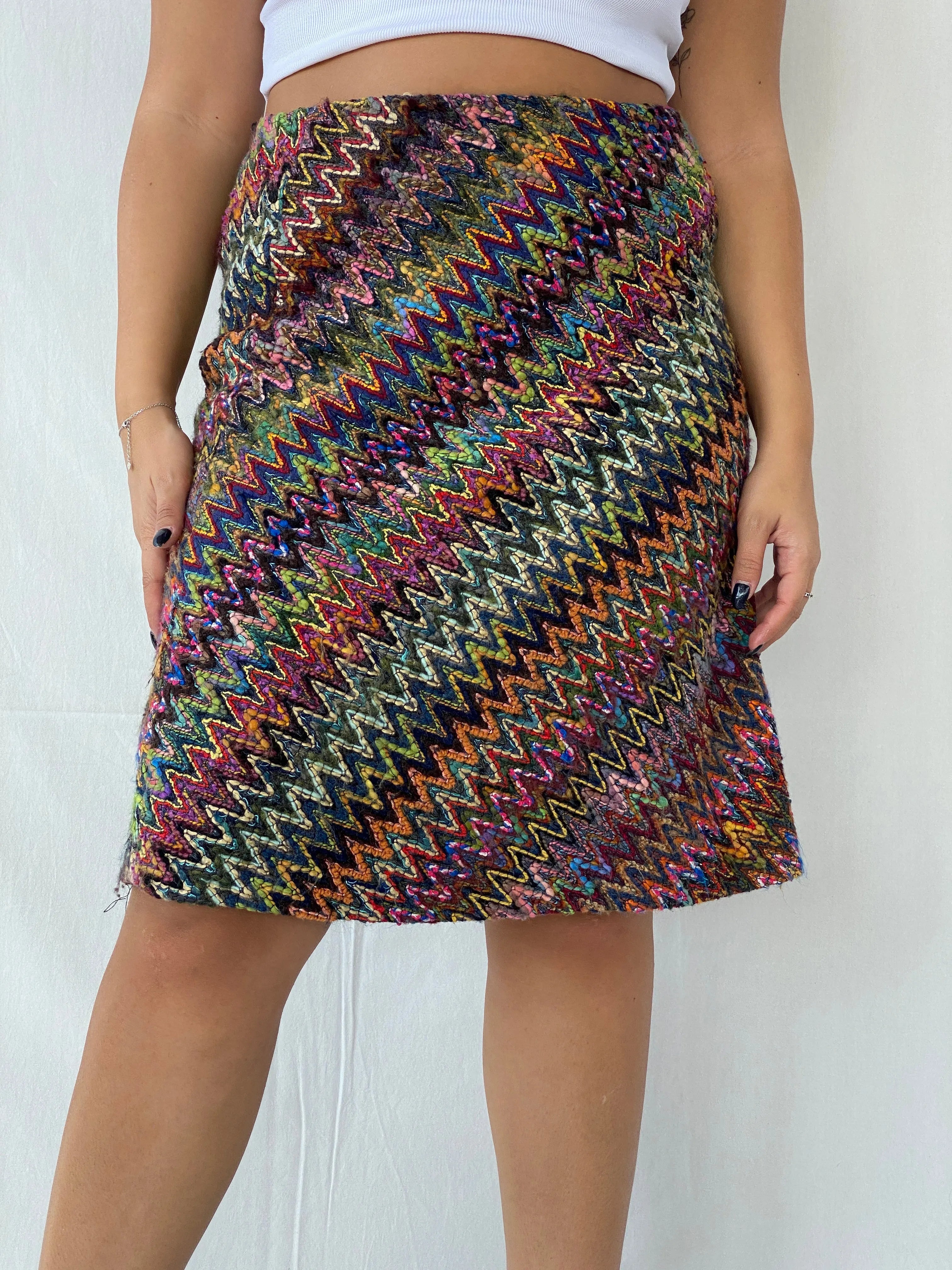 Vintage BLUMA Tweed ZigZag Multicolored Midi Skirt - M - Balagan Vintage Midi Skirt Dina, midi skirt, skirt