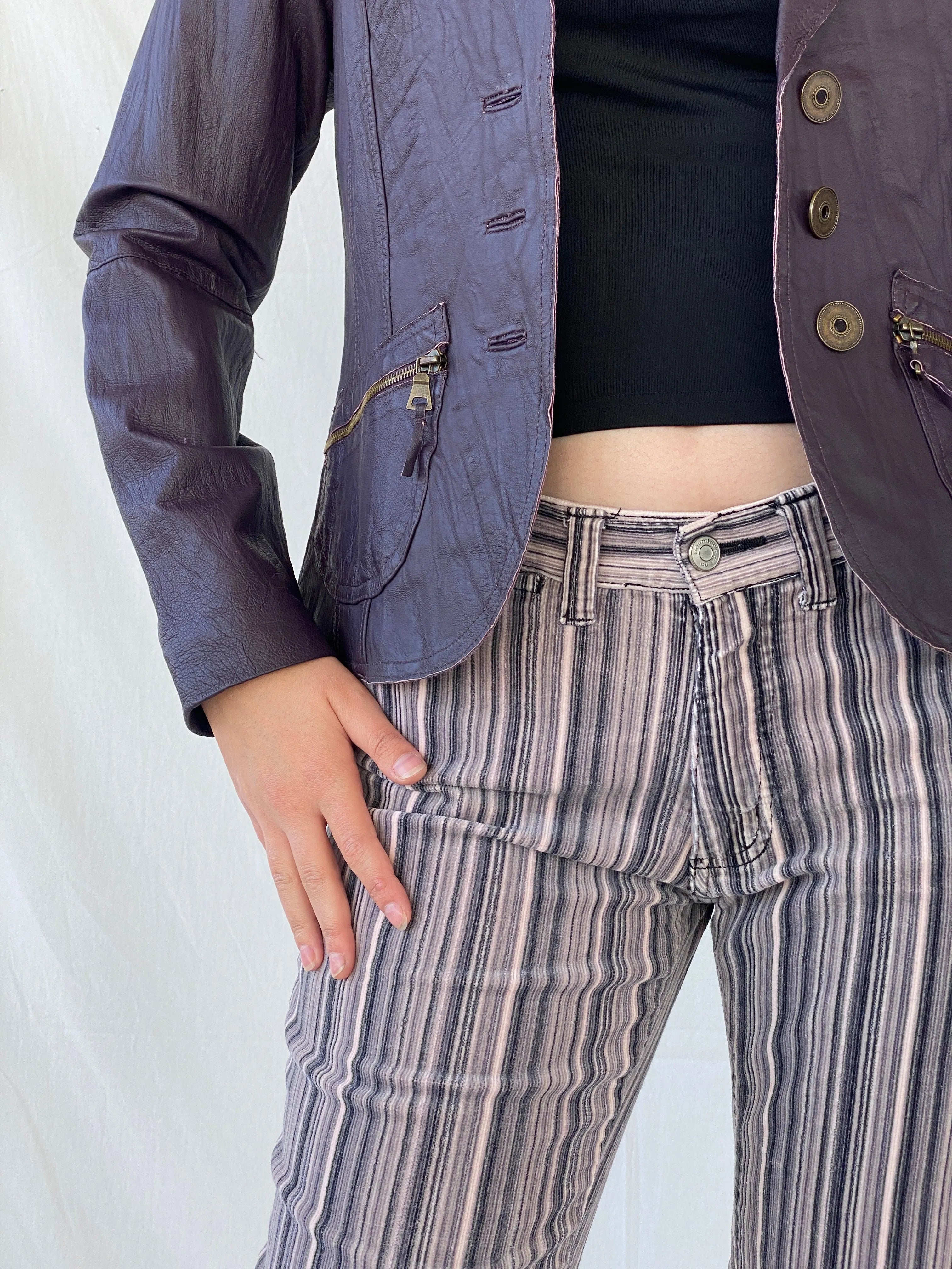 Vintage Bonita Purple Genuine Leather Women’s Blazer Jacket - S - Balagan Vintage Leather Jacket Ayah, genuine leather, genuine leather jacket, leather jacket, red leather