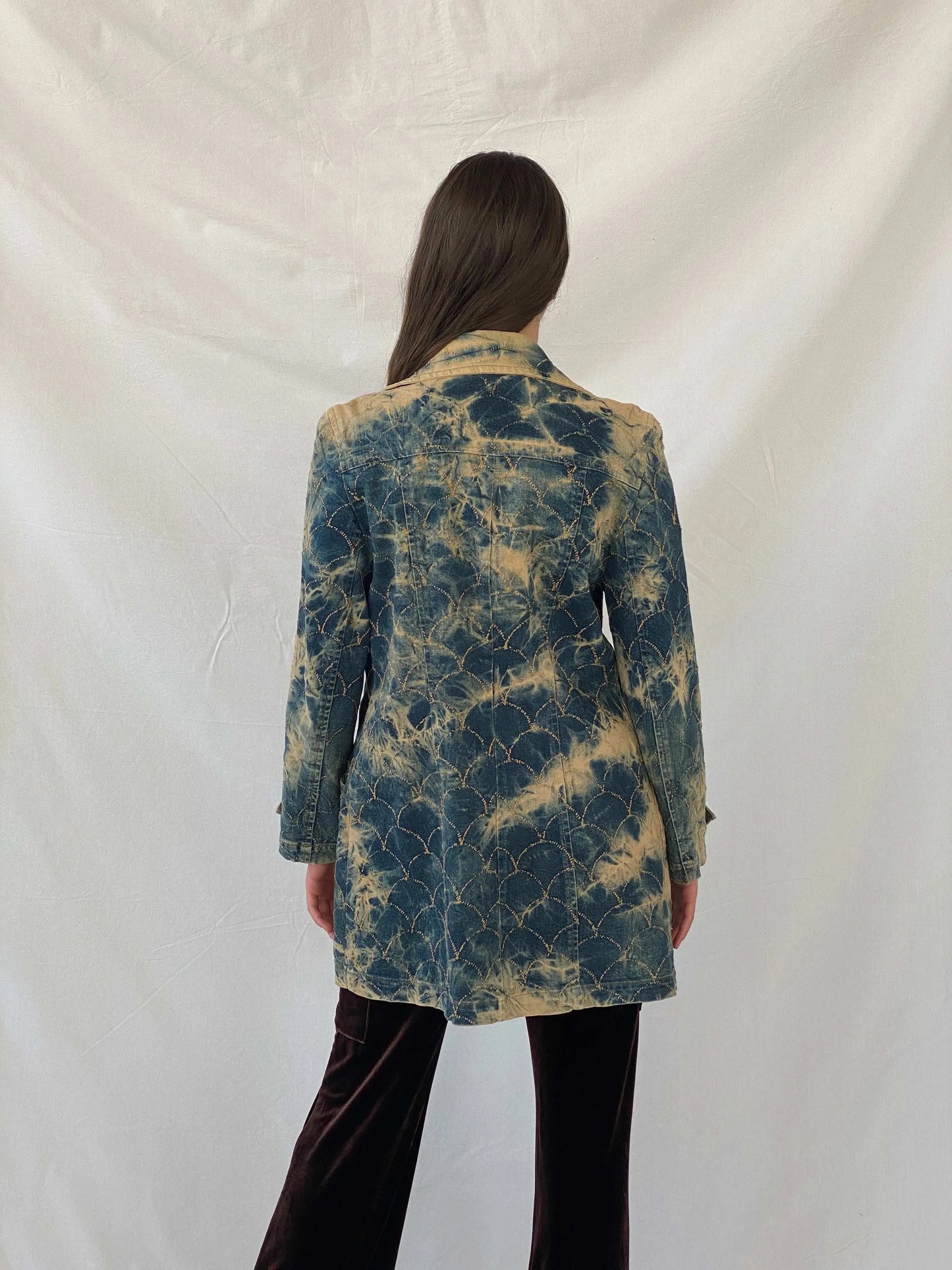 Vintage Bovona Tie Dyed Denim Coat - L - Balagan Vintage Denim Jacket 00s, Coats&Jackets, denim, denim jacket, Mira, Women's Coats, Women's Denim Jackets