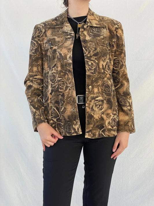 Vintage Brown Floral Corduroy Buttoned Heavy Blazer Jacket - M - Balagan Vintage Corduroy Jacket 00s, Ayah, blazer, Coats&Jackets, corduroy, corduroy blazer, corduroy jacket, floral, Women's Blazers