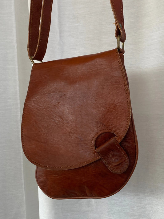 Vintage Brown Genuine Leather Western Sling Crossbody Bag - Balagan Vintage Cross Body Bag 00s, 90s, bag, shoulder bag, Y2K