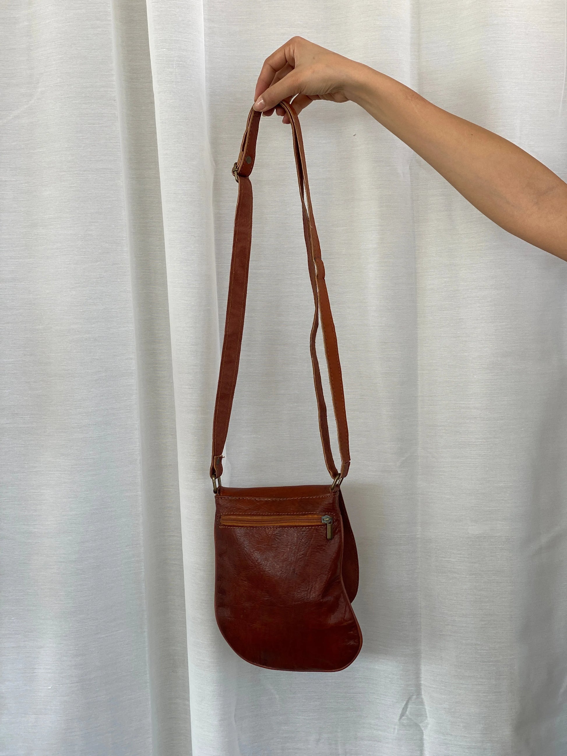 Vintage Brown Genuine Leather Western Sling Crossbody Bag - Balagan Vintage Cross Body Bag 00s, 90s, bag, shoulder bag, Y2K