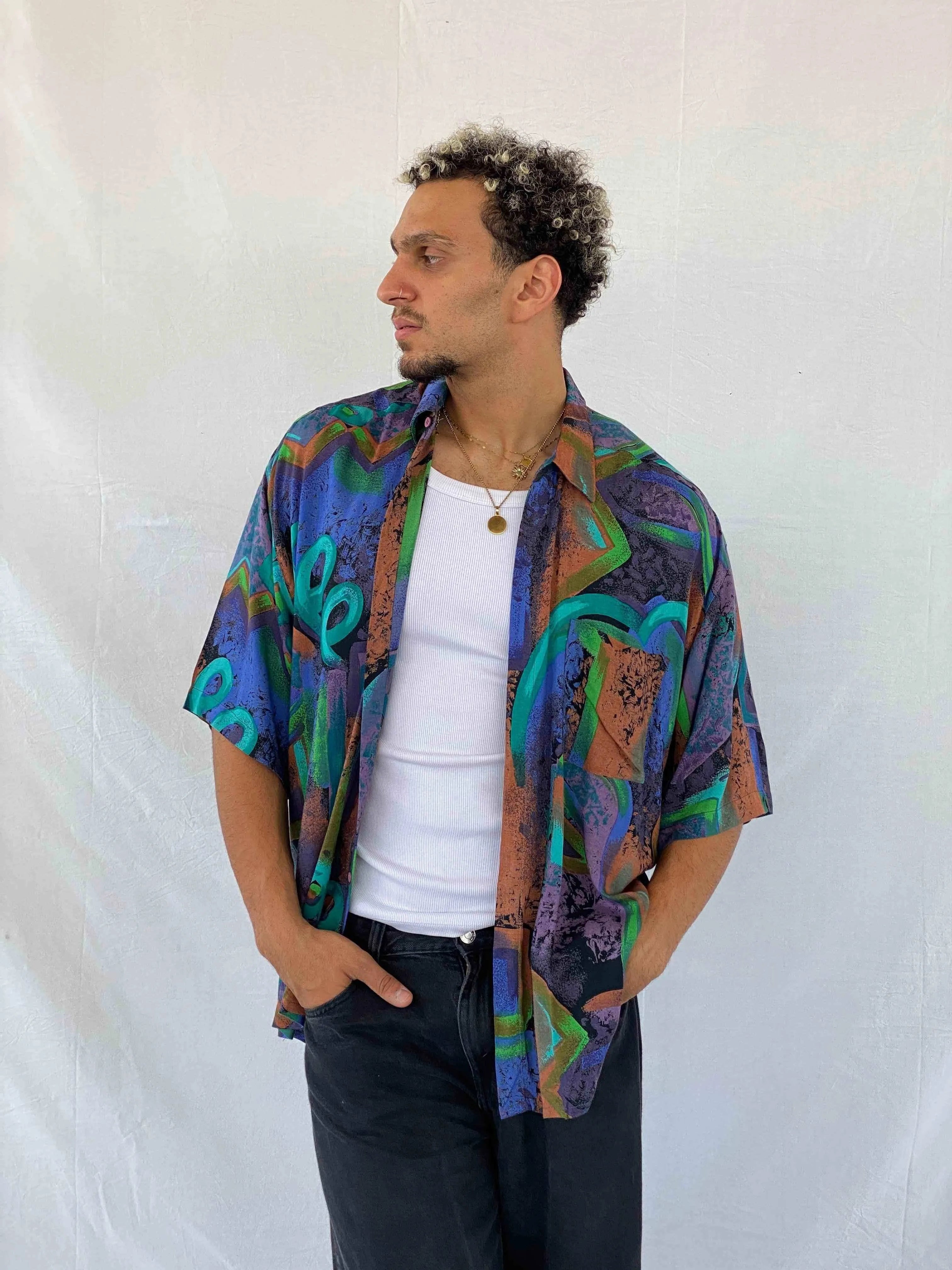 Vintage Brund Piattelli Shirt - Balagan Vintage Half Sleeve Shirt 00s, 90s, Abdullah, half sleeve shirt, men