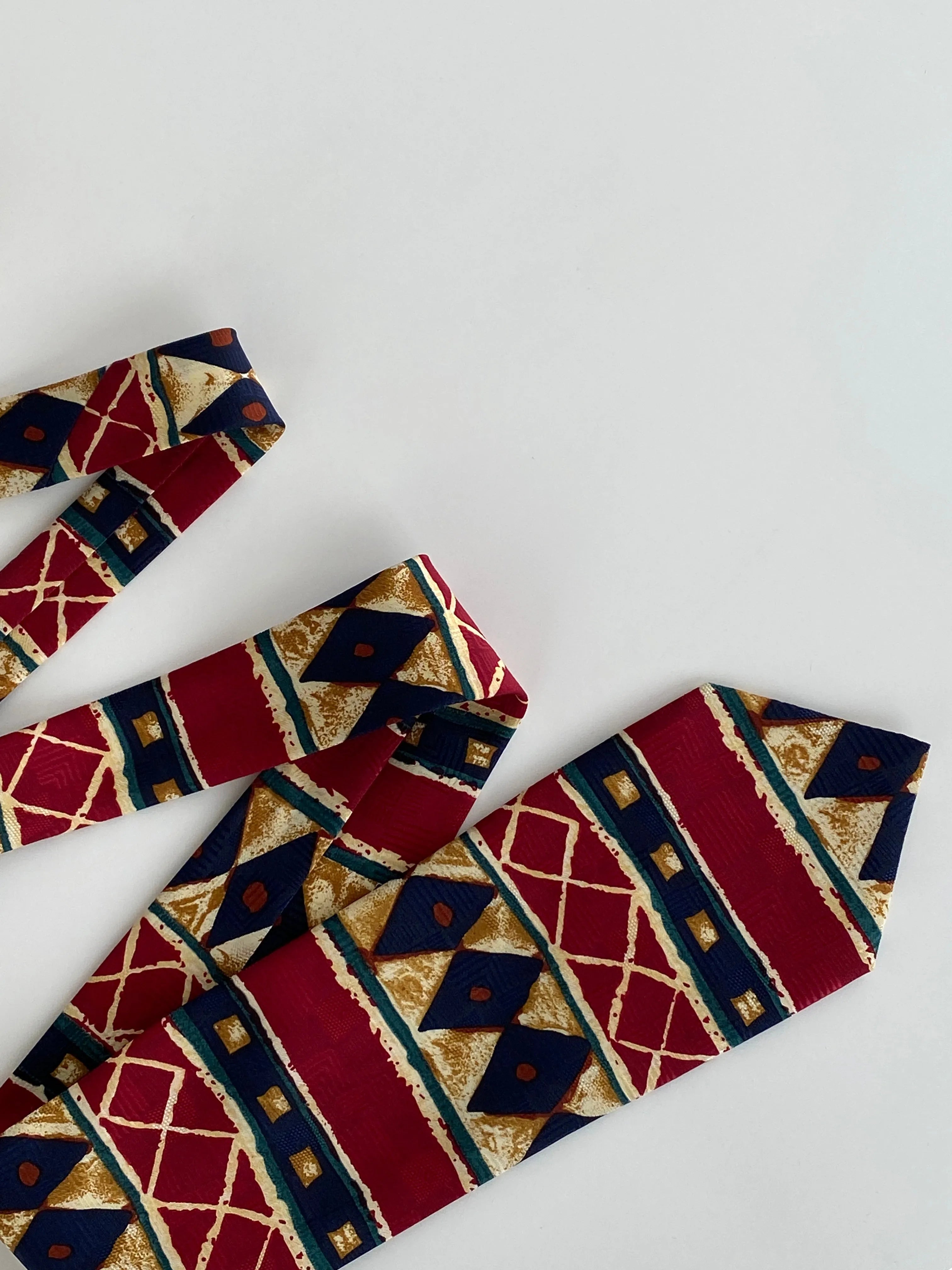Vintage Burton Menswear Men’s Red Tribal Print Tie - Balagan Vintage Ties crazy print, graphic, graphic ties, printed ties, tie, vintage, vintage ties