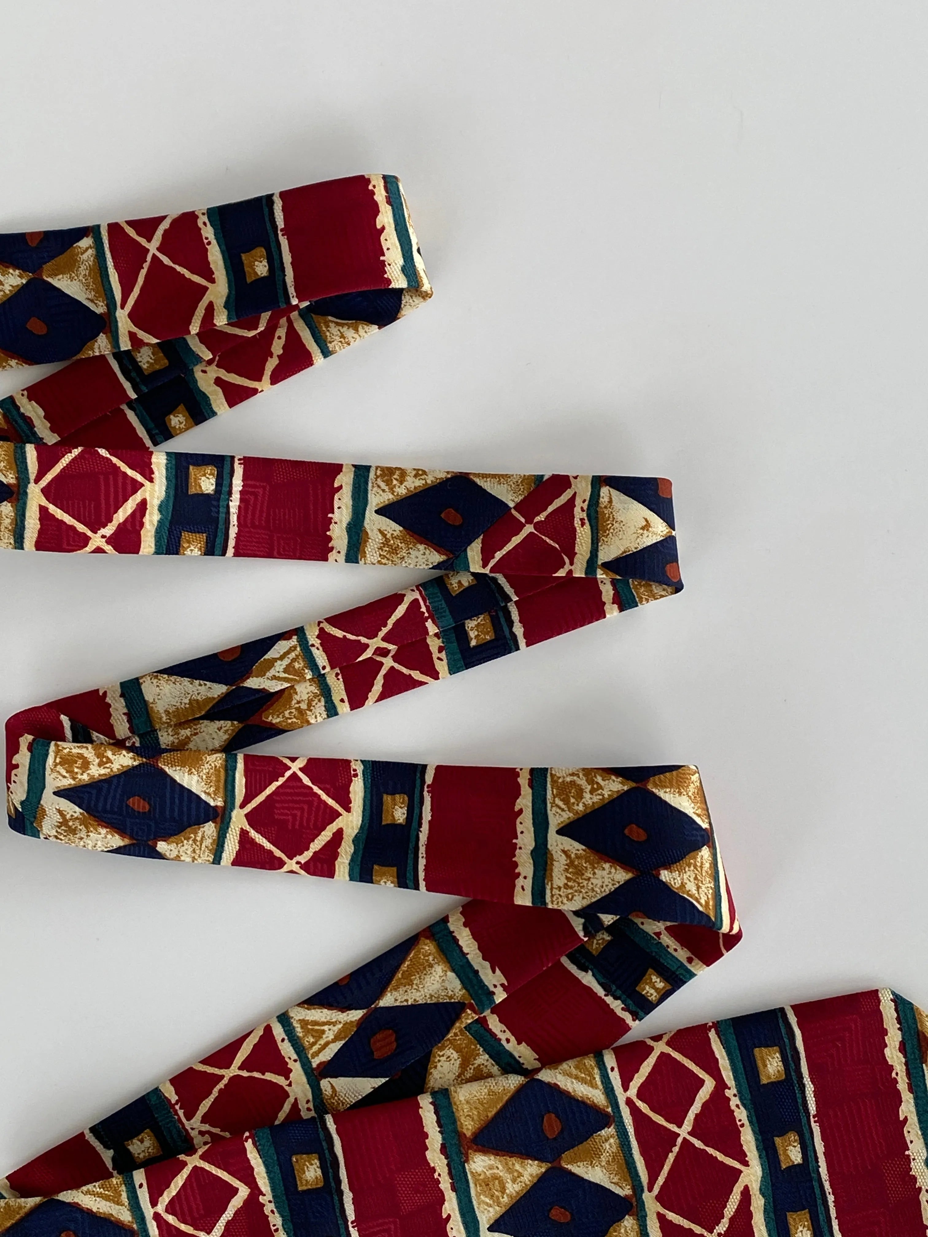 Vintage Burton Menswear Men’s Red Tribal Print Tie - Balagan Vintage Ties crazy print, graphic, graphic ties, printed ties, tie, vintage, vintage ties
