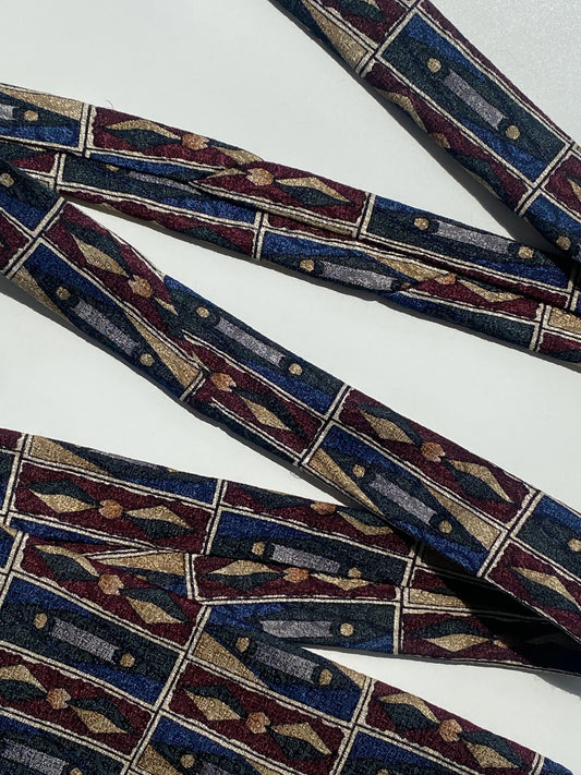 Vintage Cape Cod Neckwear Men’s Silk Navy Tribal Print Tie - Balagan Vintage Ties crazy print, graphic, graphic ties, printed ties, tie, vintage, vintage ties