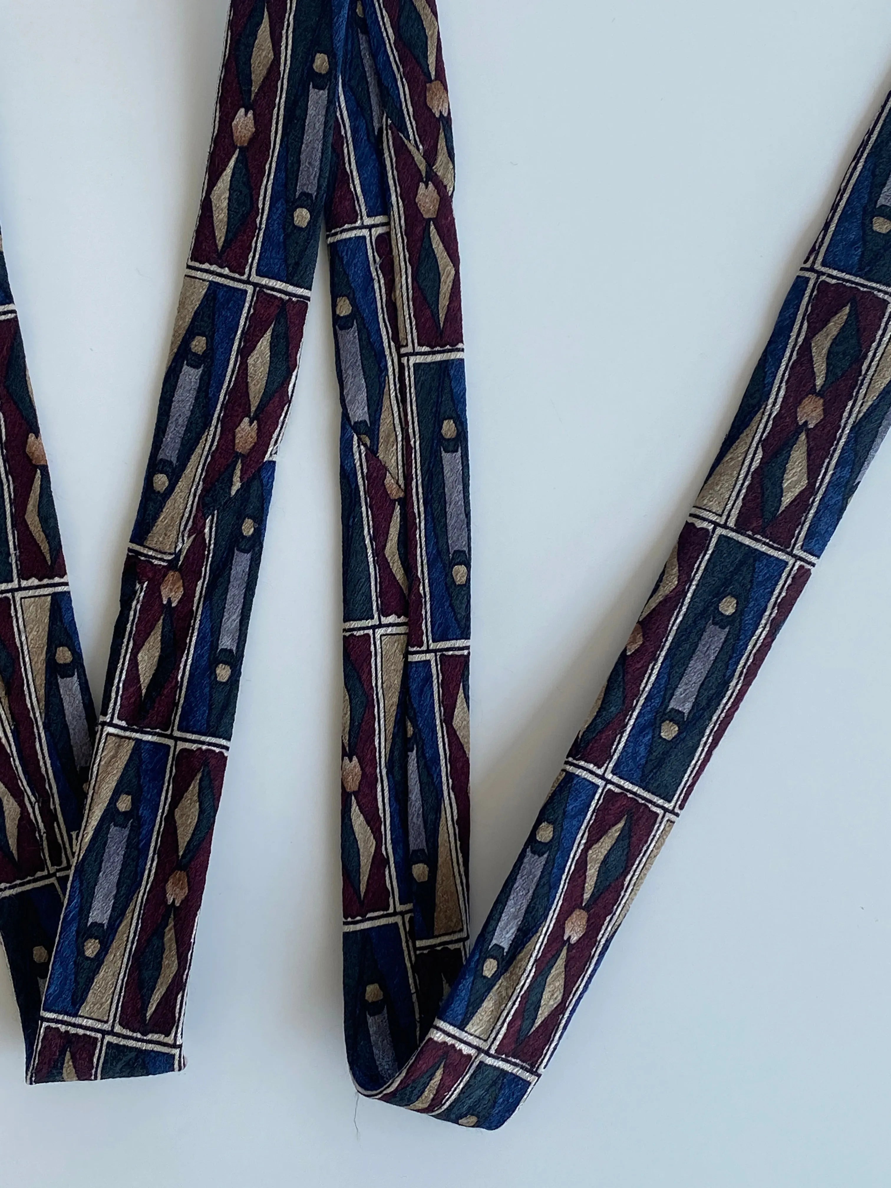 Vintage Cape Cod Neckwear Men’s Silk Navy Tribal Print Tie - Balagan Vintage Ties crazy print, graphic, graphic ties, printed ties, tie, vintage, vintage ties
