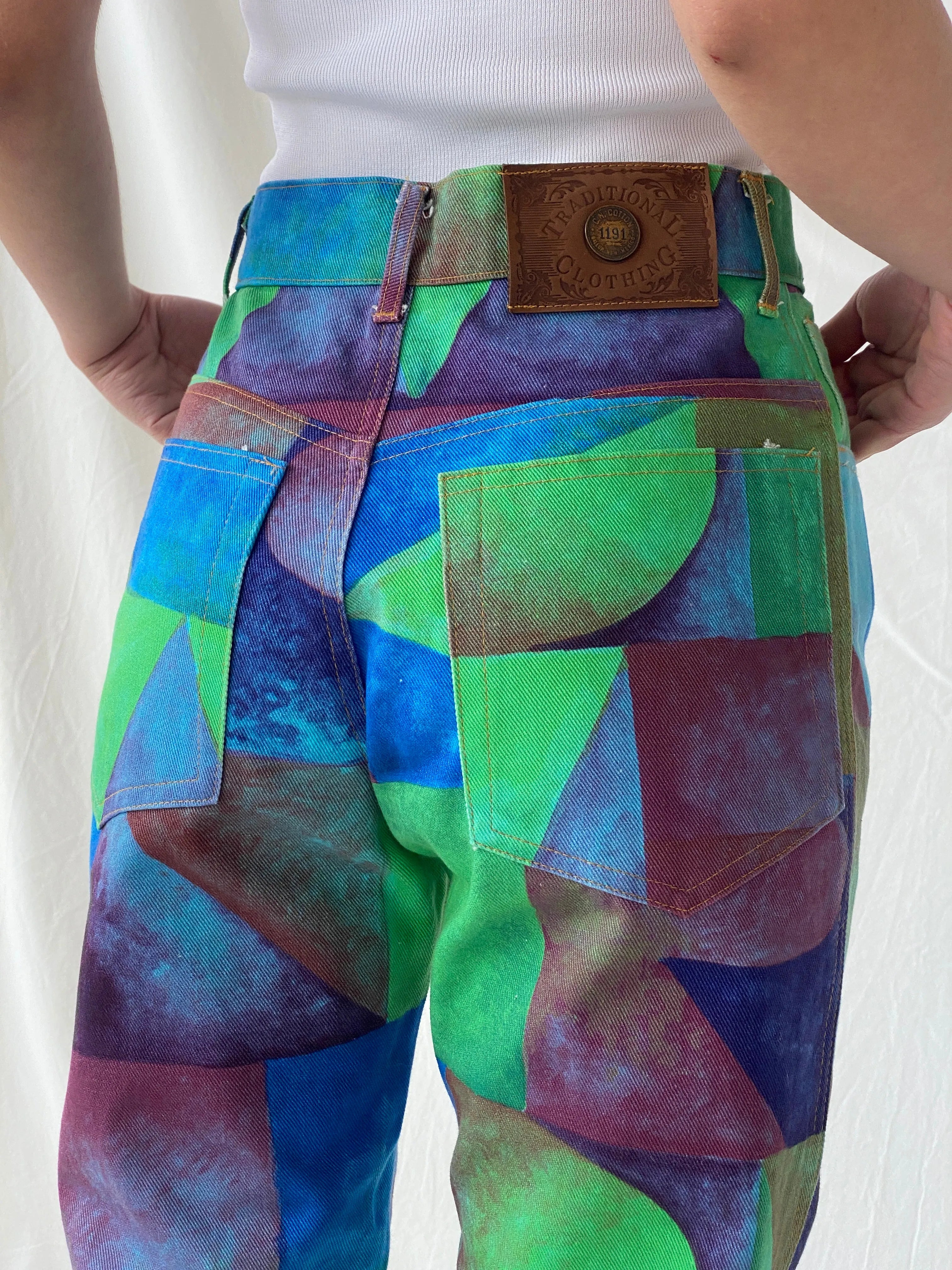Vintage Capricci Abstract Multicolored Women's Jeans - 34EUR - Balagan Vintage Jeans 90s, Christine, denim, high waisted jeans, jeans, vintage jeans, winter, women jeans
