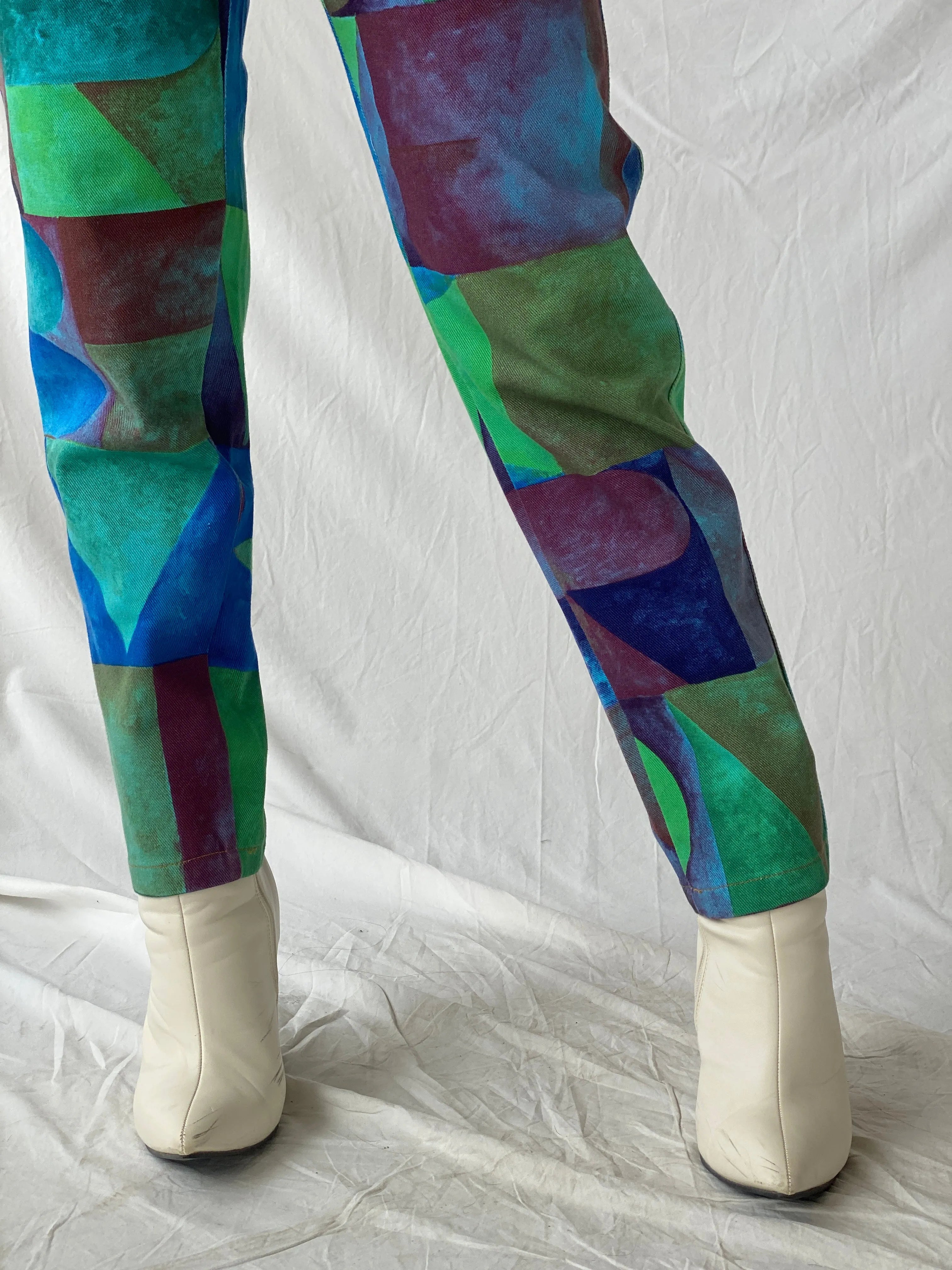 Vintage Capricci Abstract Multicolored Women's Jeans - 34EUR - Balagan Vintage Jeans 90s, Christine, denim, high waisted jeans, jeans, vintage jeans, winter, women jeans