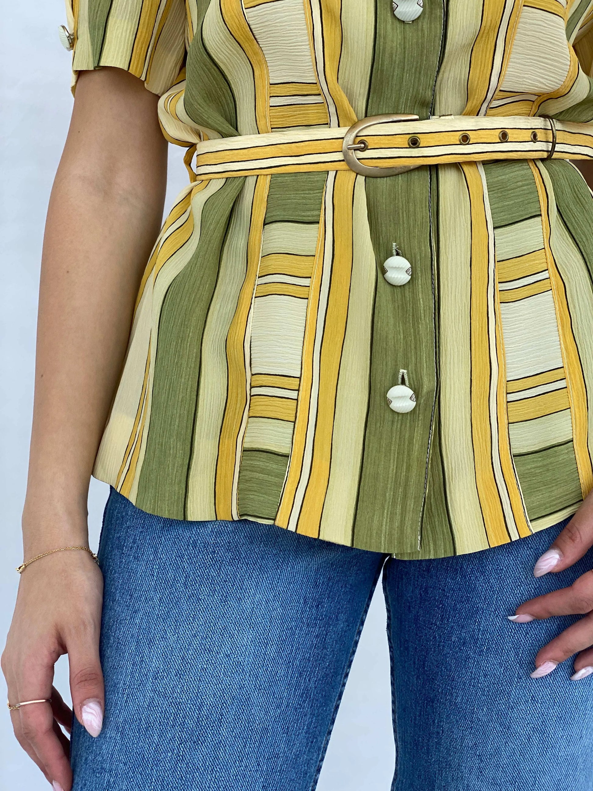 Vintage Christian Michel Striped Shirt - Size M - Balagan Vintage Half Sleeve Shirt 90s, half sleeve shirt, Juana, summer