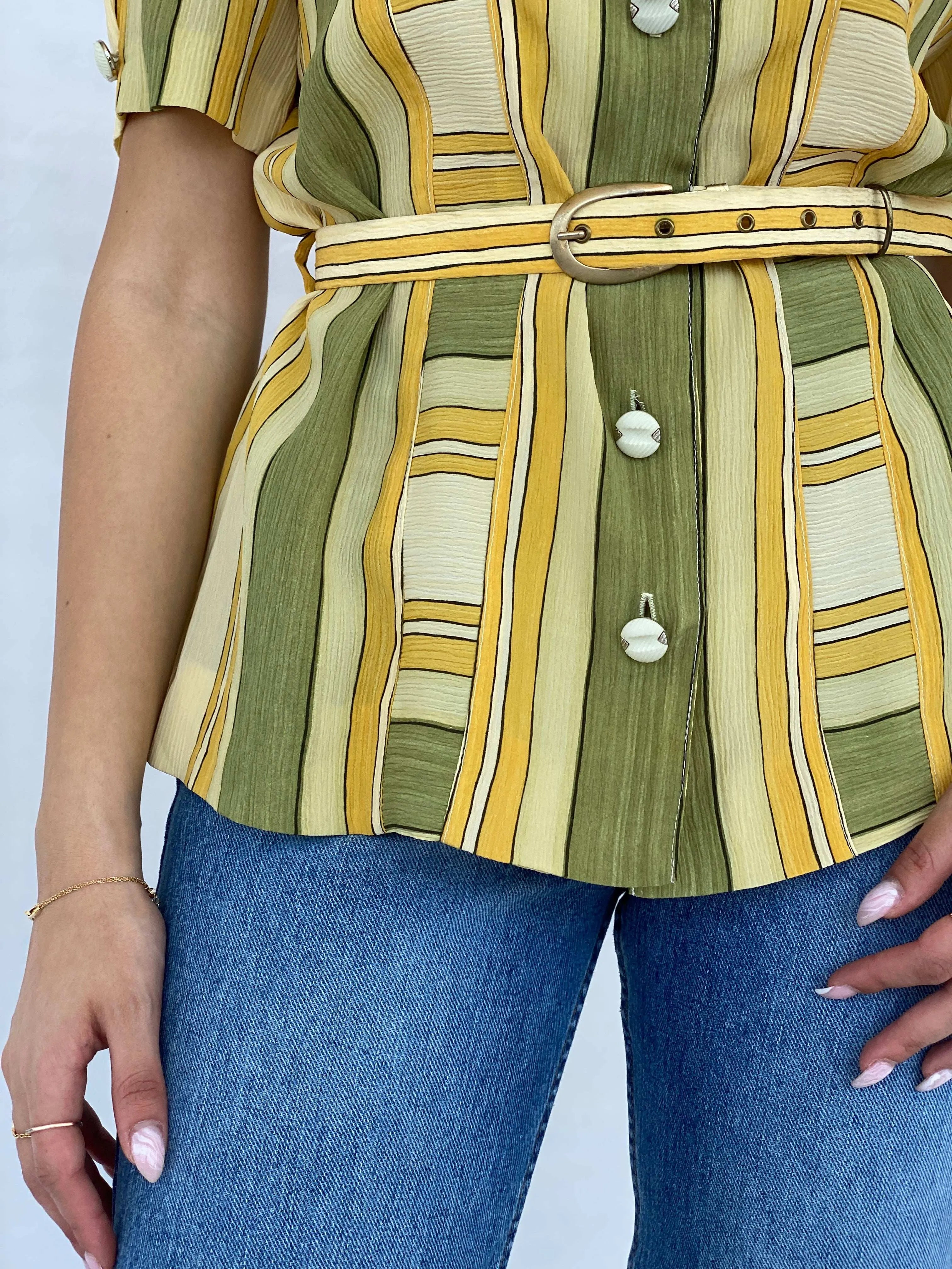 Vintage Christian Michel Striped Shirt - Size M - Balagan Vintage Half Sleeve Shirt 90s, half sleeve shirt, Juana, summer