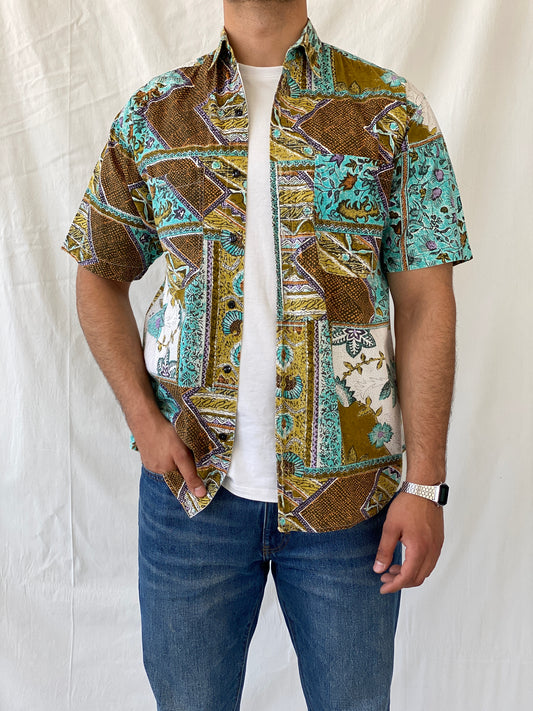 Vintage Christopher Barnes International Short Sleeve Button Down Men’s Printed Shirt - M - Balagan Vintage Half Sleeve Shirt 90s, half sleeve shirt, Hawaiian shirt, mens shirt, printed shirt, Ramez, silk