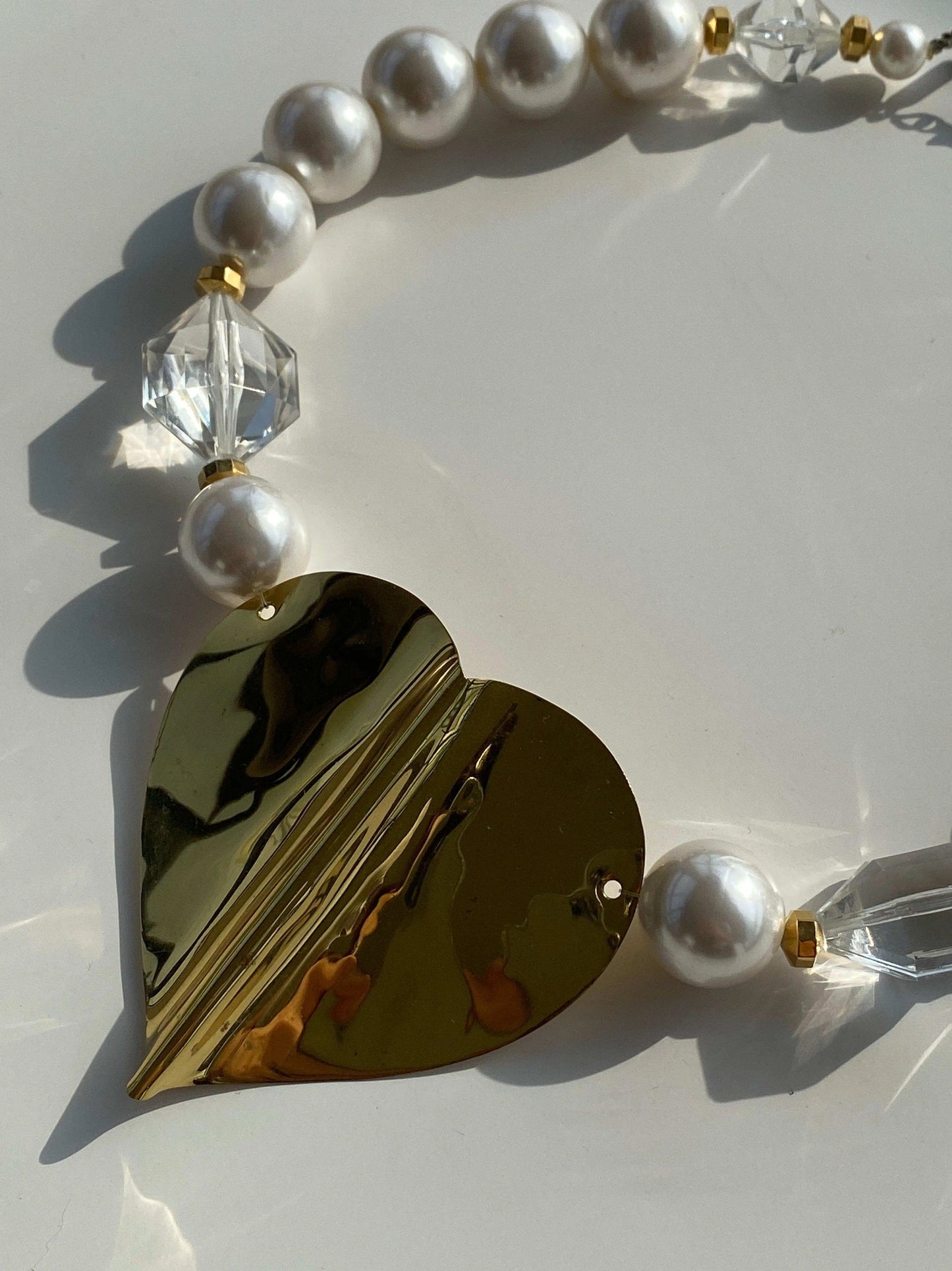 Vintage Chunky Heart Necklace With Faux Crystals - Balagan Vintage Necklace 00s, 90s