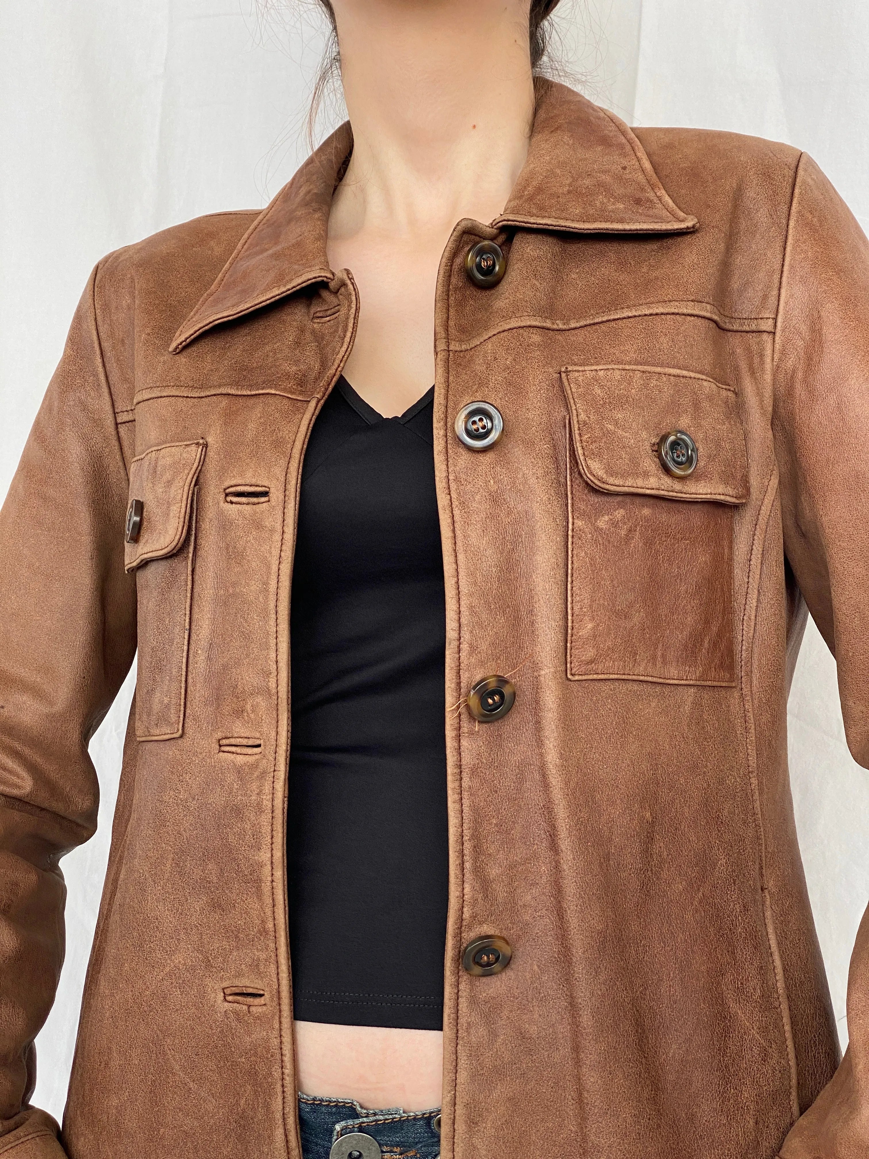 Vintage Club Manaco Classic Brown Leather Jacket - M - Balagan Vintage Leather Jacket Ayah, genuine leather, genuine leather jacket, leather jacket, red leather, winter
