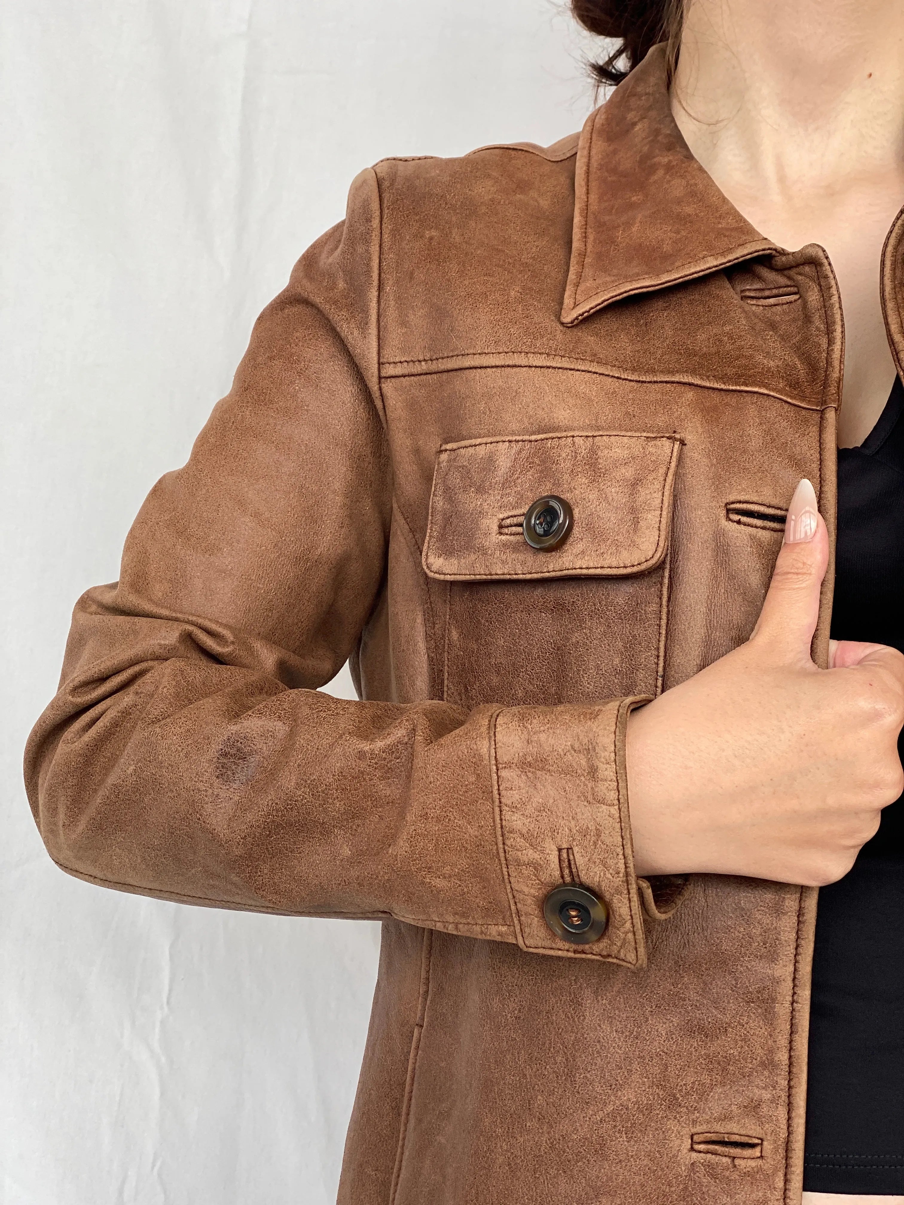 Vintage Club Manaco Classic Brown Leather Jacket - M - Balagan Vintage Leather Jacket Ayah, genuine leather, genuine leather jacket, leather jacket, red leather, winter