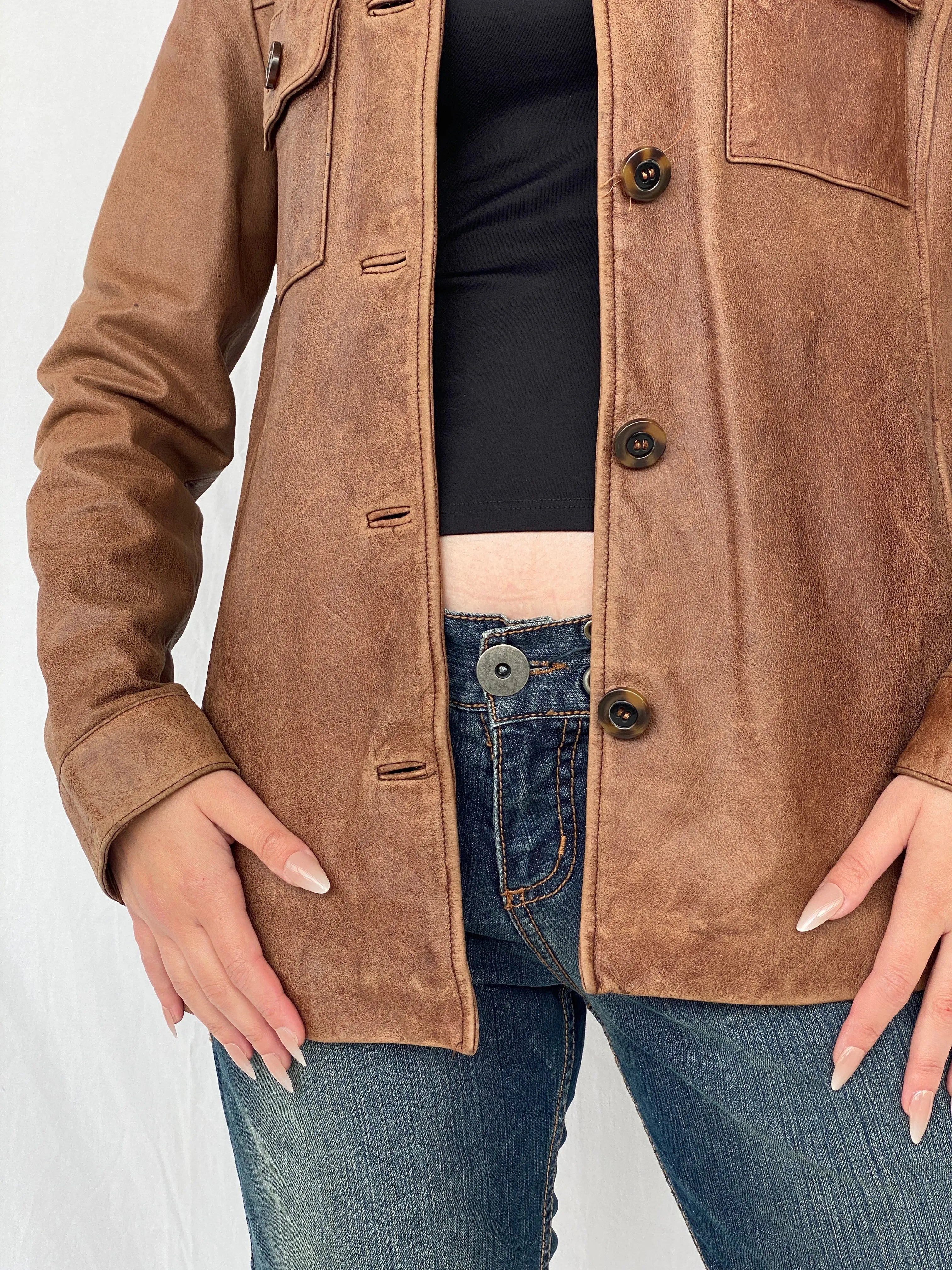 Vintage Club Manaco Classic Brown Leather Jacket - M - Balagan Vintage Leather Jacket Ayah, genuine leather, genuine leather jacket, leather jacket, red leather, winter