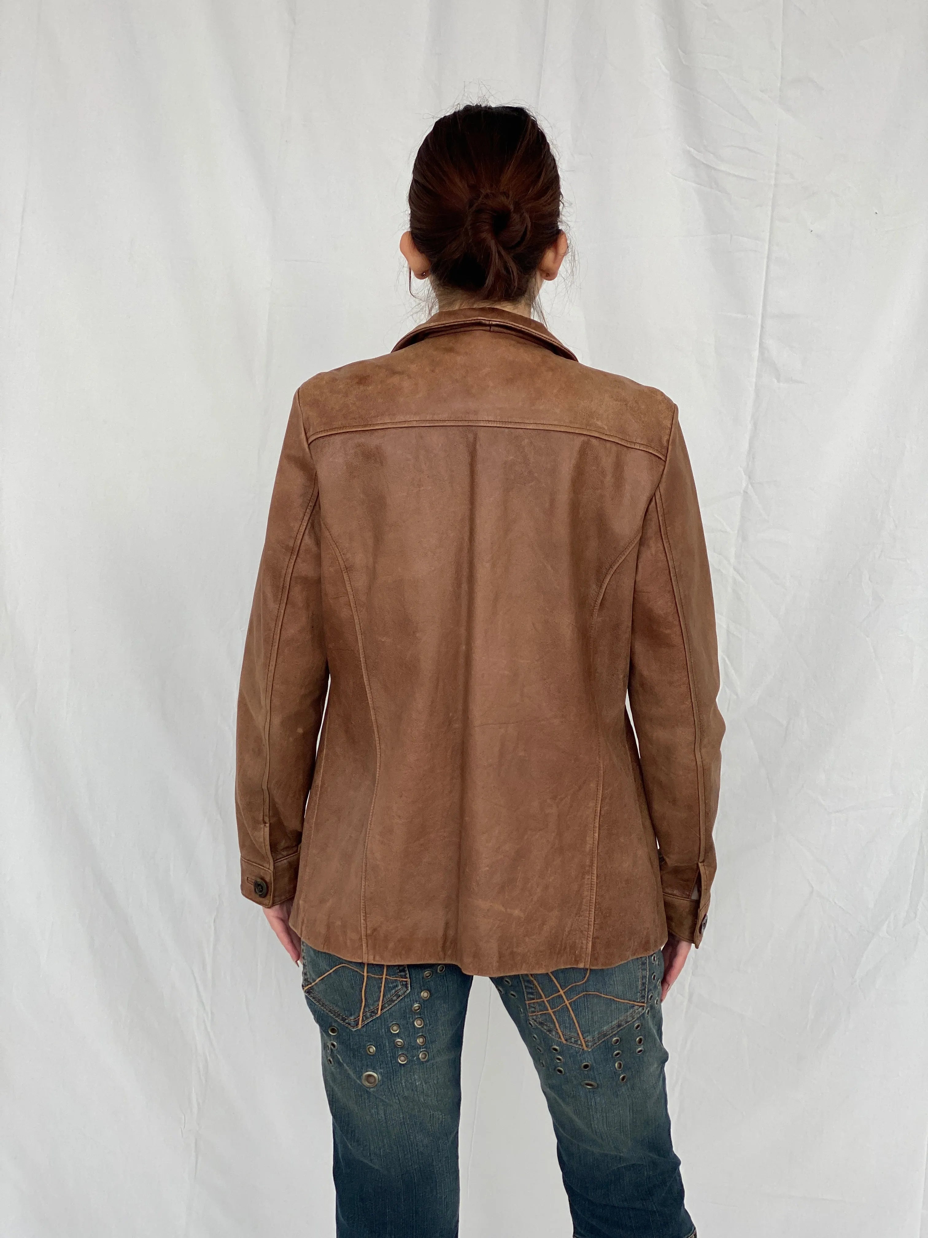 Vintage Club Manaco Classic Brown Leather Jacket - M - Balagan Vintage Leather Jacket Ayah, genuine leather, genuine leather jacket, leather jacket, red leather, winter