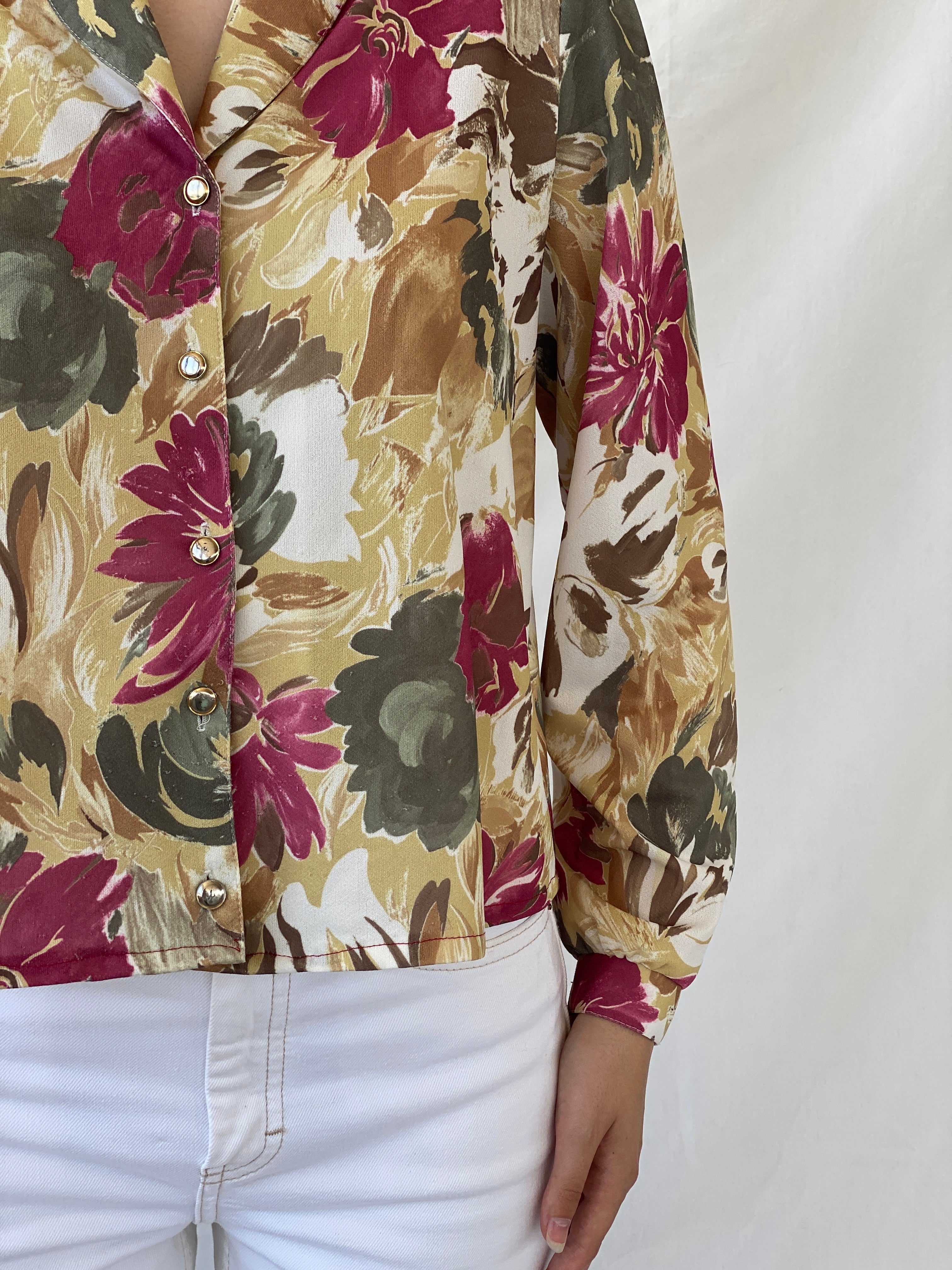 Vintage Colorful Floral Full Sleeve Button Up Office Shirt - L - Balagan Vintage Full Sleeve Shirt 00s, Ayah, floral, full sleeve shirt, NEW IN, summer