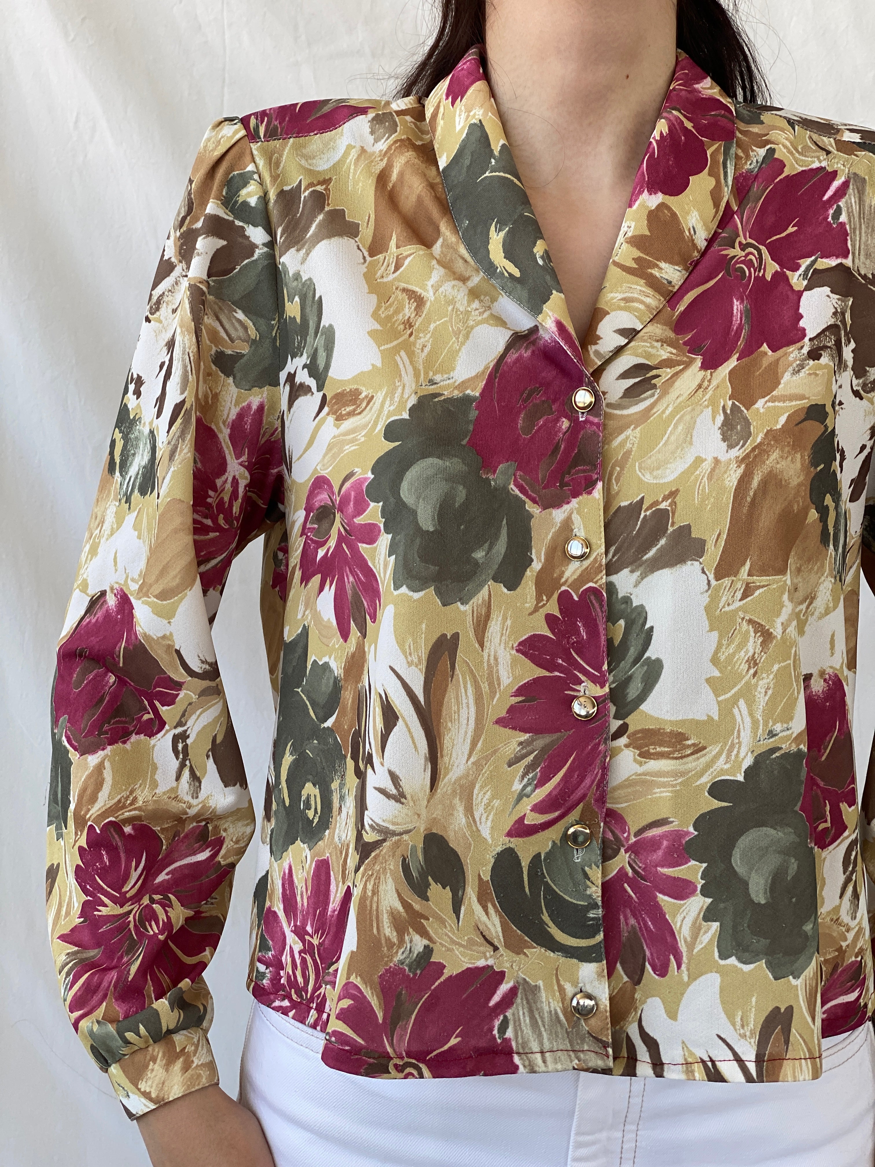 Vintage Colorful Floral Full Sleeve Button Up Office Shirt - L - Balagan Vintage Full Sleeve Shirt 00s, Ayah, floral, full sleeve shirt, NEW IN, summer