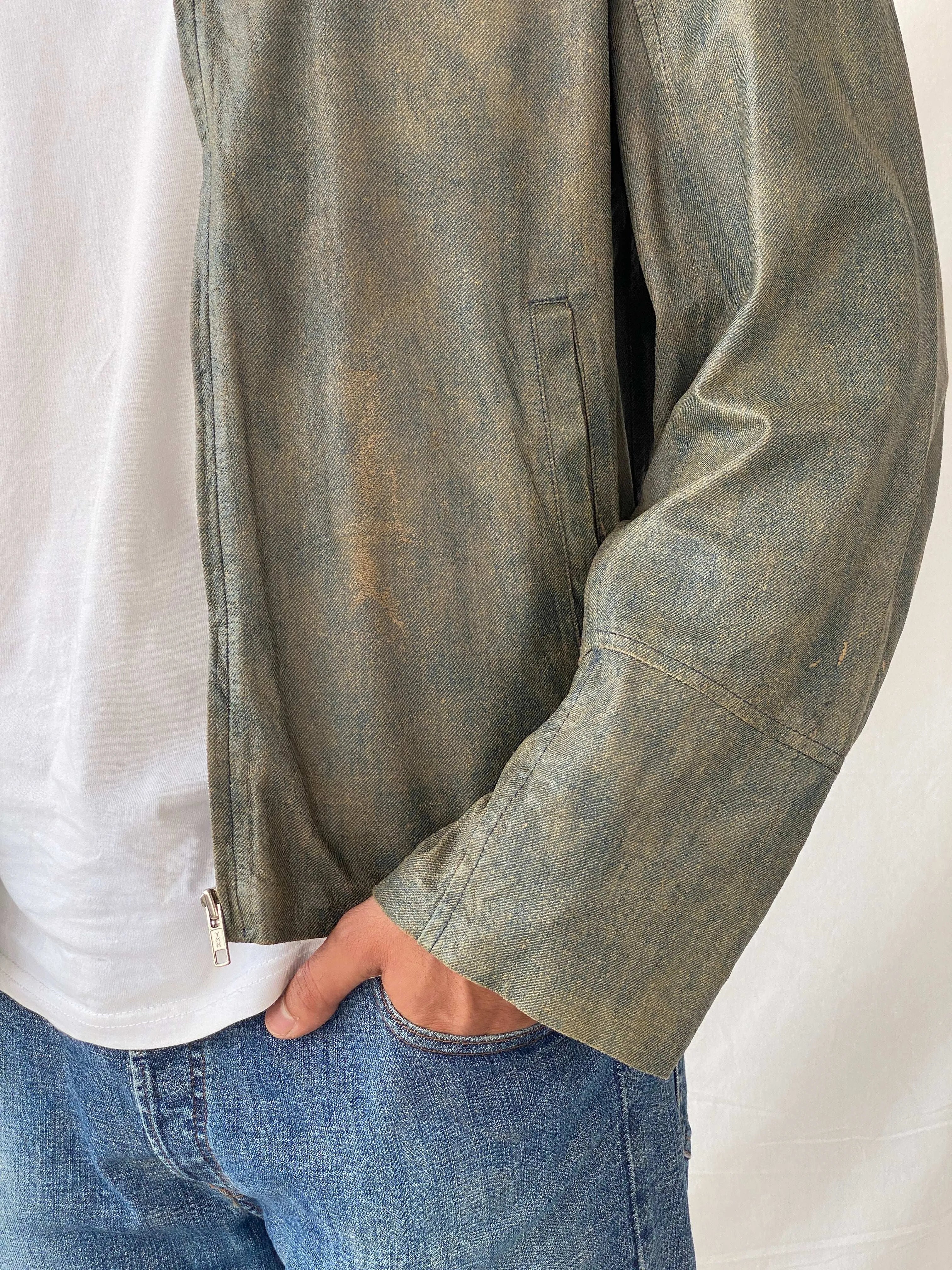 Vintage Conbipel Distressed Metallic Leather Jacket - L - Balagan Vintage Leather Jacket 90s, Deals, genuine leather, genuine leather jacket, leather jacket, Ramez