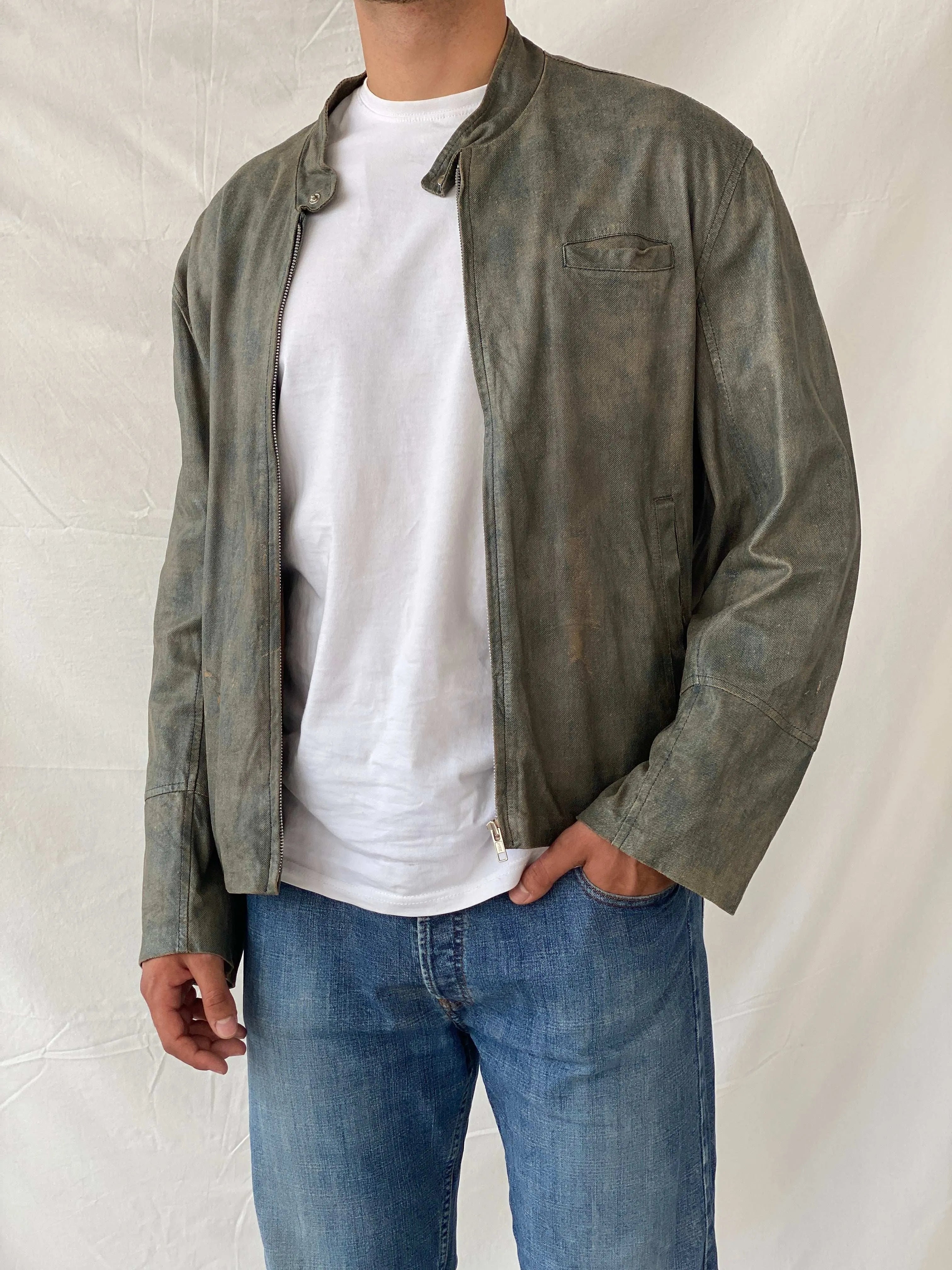 Vintage Conbipel Distressed Metallic Leather Jacket - L - Balagan Vintage Leather Jacket 90s, Deals, genuine leather, genuine leather jacket, leather jacket, Ramez