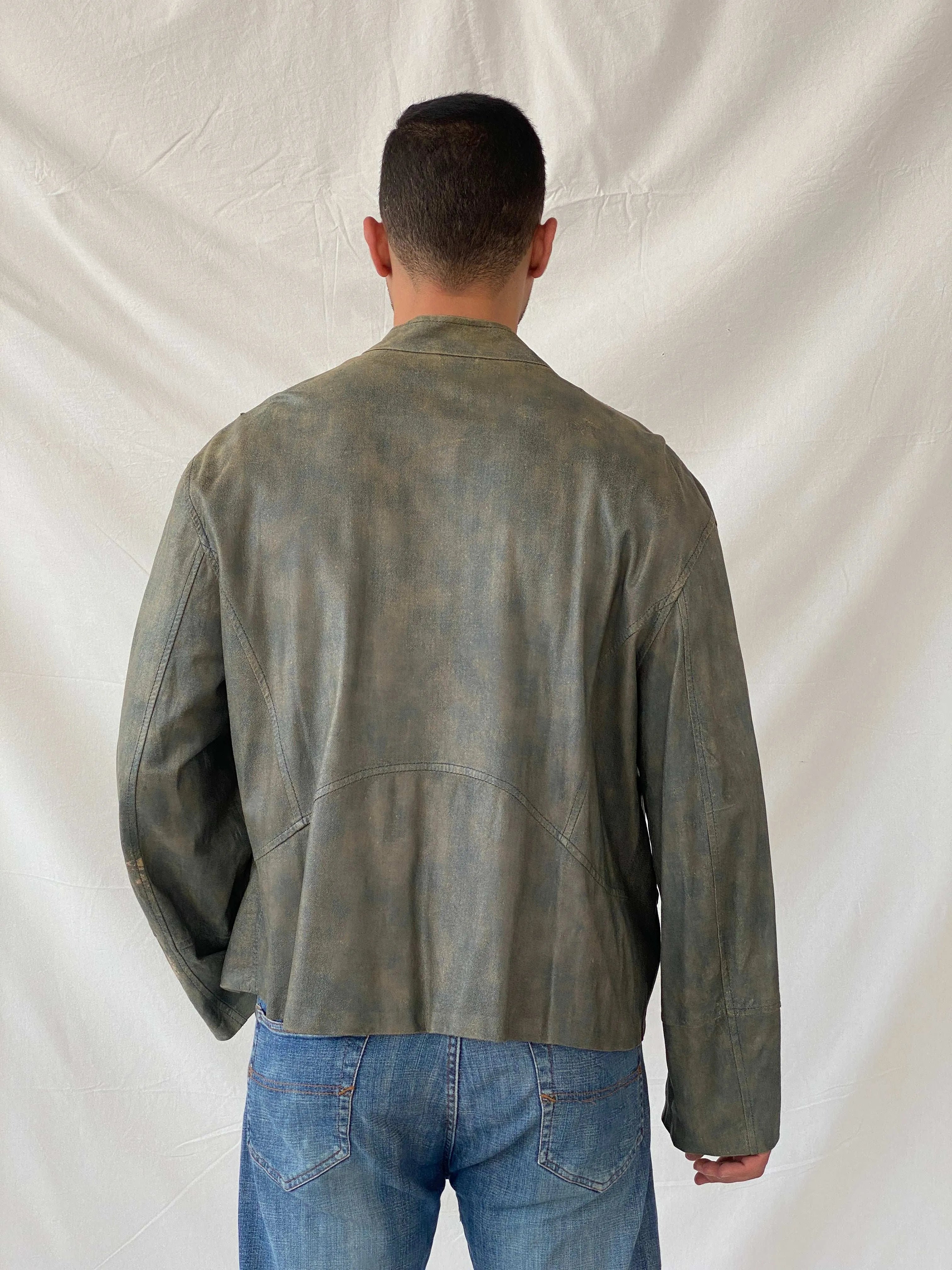 Vintage Conbipel Distressed Metallic Leather Jacket - L - Balagan Vintage Leather Jacket 90s, Deals, genuine leather, genuine leather jacket, leather jacket, Ramez